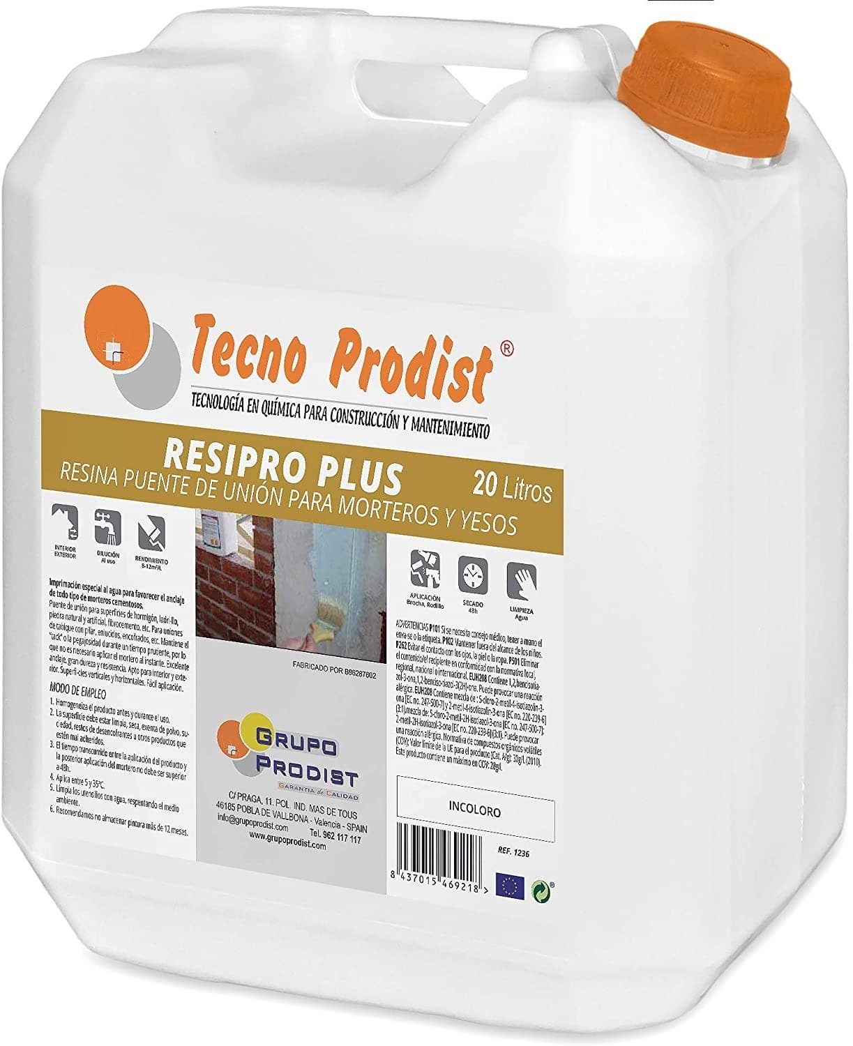 RESIPRO PLUS by Tecno Prodist - Résine de liaison à base d'eau, haute adhérence entre le béton, le mortier et le plâtre anciens et nouveaux.