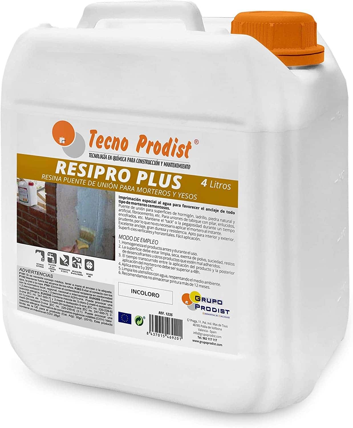 RESIPRO PLUS by Tecno Prodist - Résine de liaison à base d'eau, haute adhérence entre le béton, le mortier et le plâtre anciens et nouveaux.