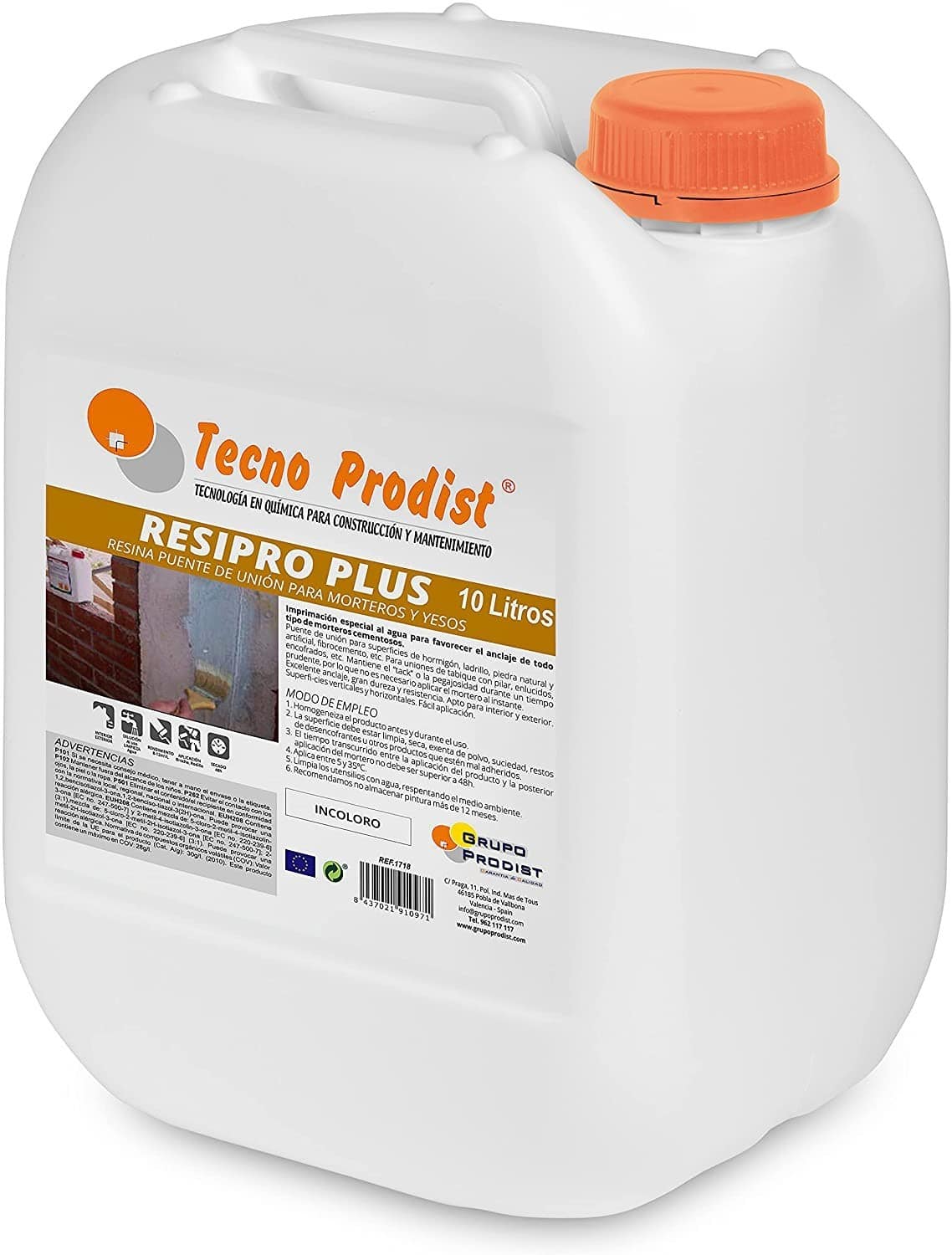 RESIPRO PLUS by Tecno Prodist - Résine de liaison à base d'eau, haute adhérence entre le béton, le mortier et le plâtre anciens et nouveaux.