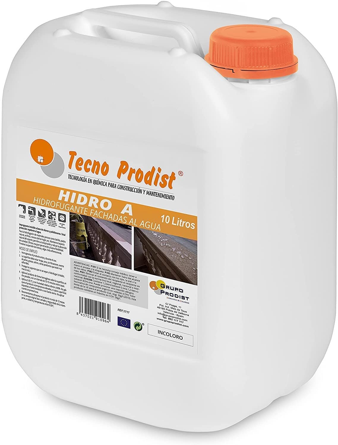 HIDRO A di Tecno Prodist - Impermeabilizzante trasparente, idrorepellente per facciate, piastrelle, mattoni e pietra.