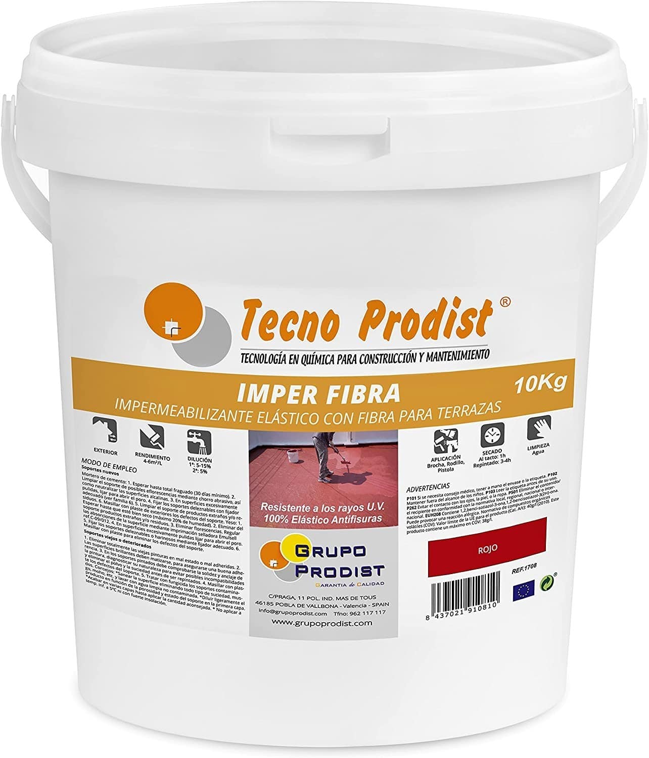 IMPER FIBRA by Tecno Prodist - Waterproofing and elastic Terrace Paint with Incorporated Fibres - Great coverage