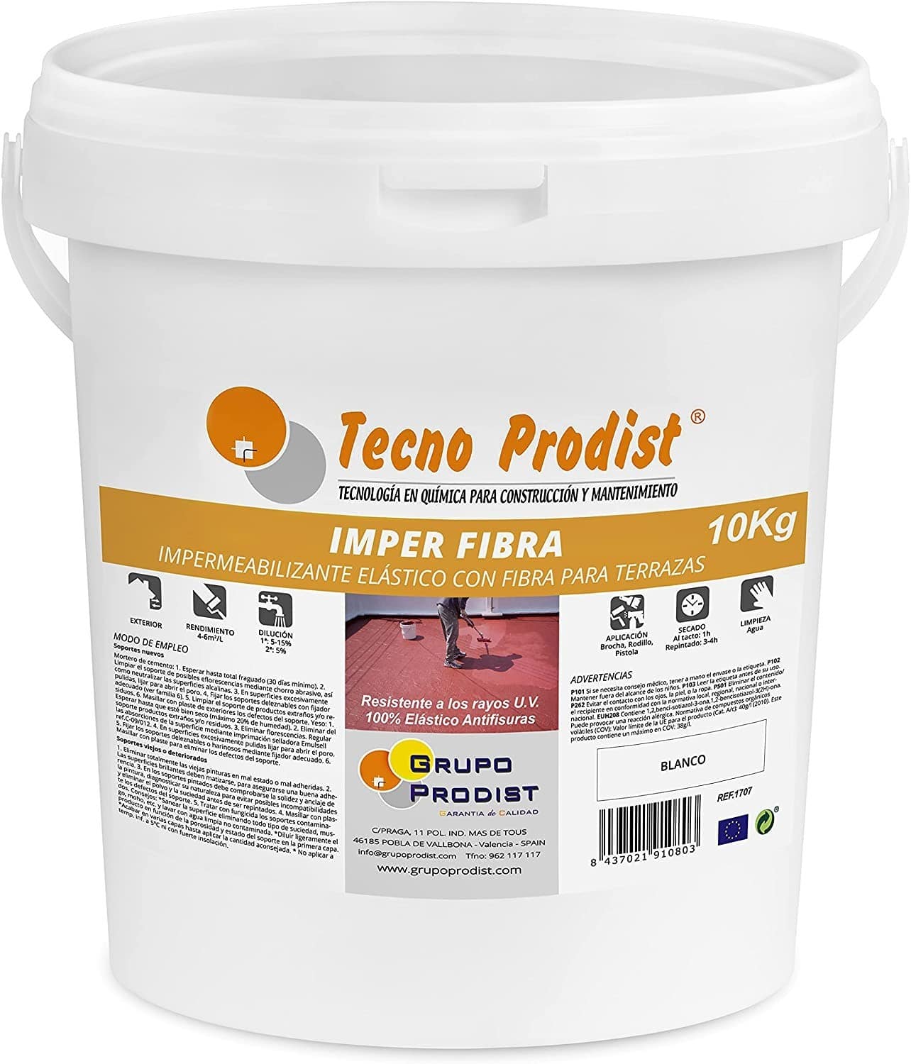 IMPER FIBRA by Tecno Prodist - Waterproofing and elastic Terrace Paint with Incorporated Fibres - Great coverage