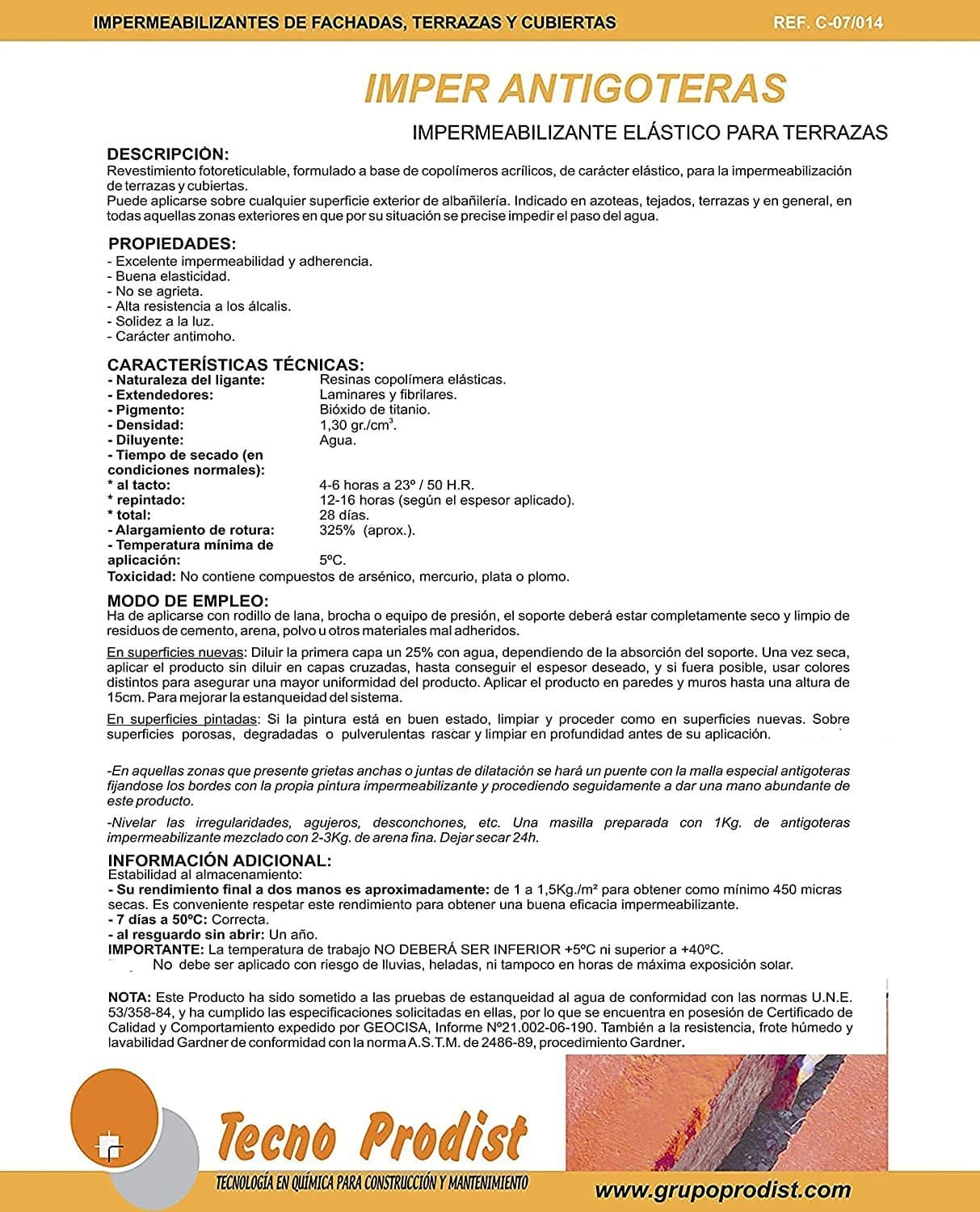 IMPER ANTIGOTERAS von Tecno Prodist - Elastische Abdichtung für Terrassen - Gummi - Abdichtung und Sanierung