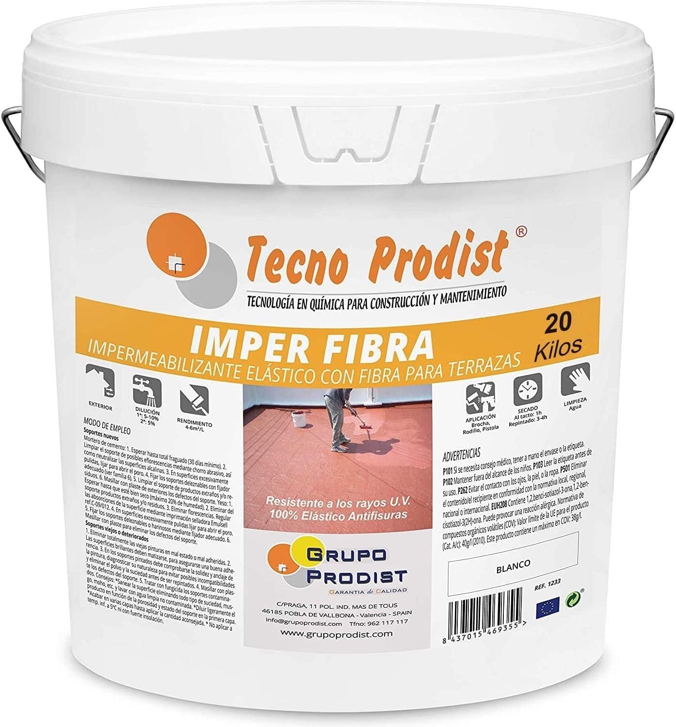 IMPER FIBRA by Tecno Prodist - Waterproofing and elastic Terrace Paint with Incorporated Fibres - Great coverage