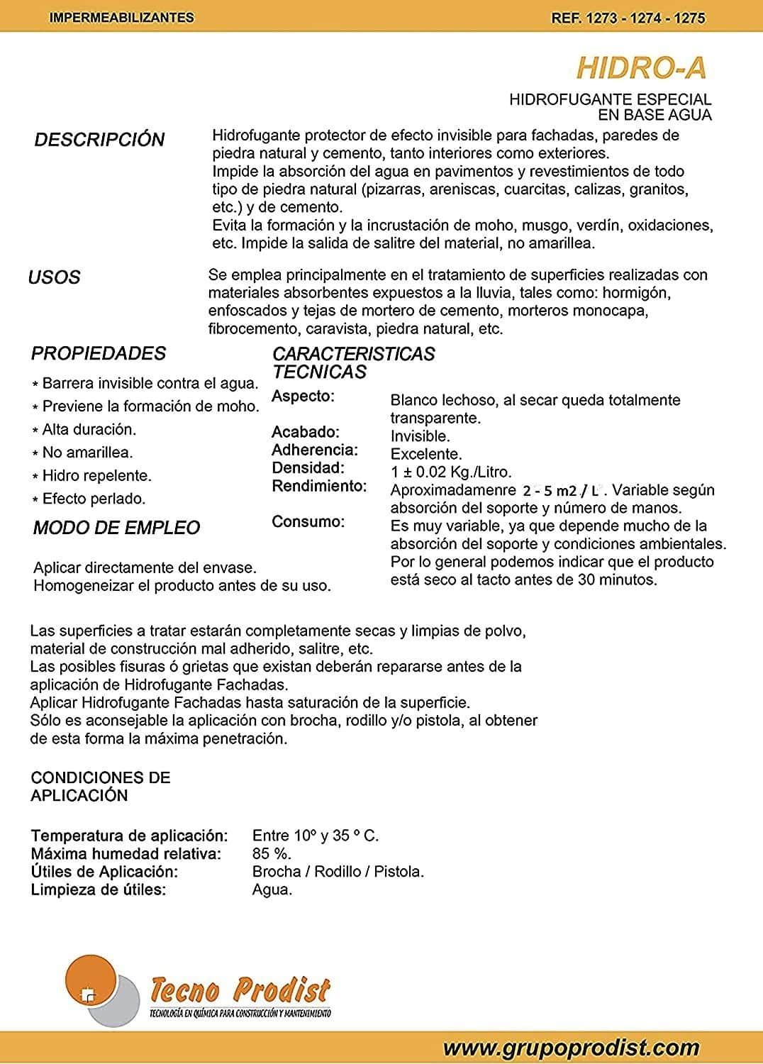 HIDRO A di Tecno Prodist - Impermeabilizzante trasparente, idrorepellente per facciate, piastrelle, mattoni e pietra.