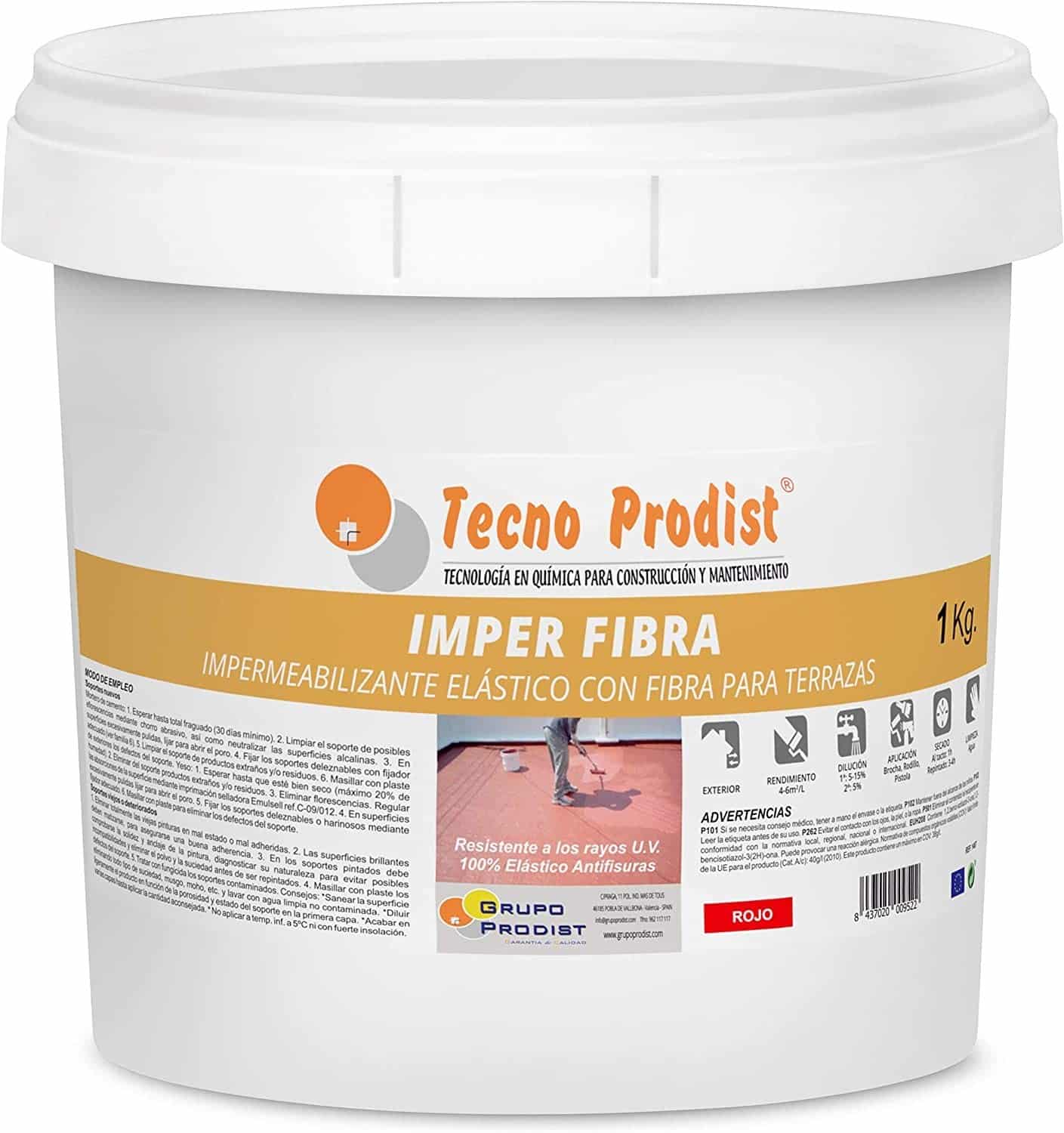 IMPER FIBRA by Tecno Prodist - Waterproofing and elastic Terrace Paint with Incorporated Fibres - Great coverage