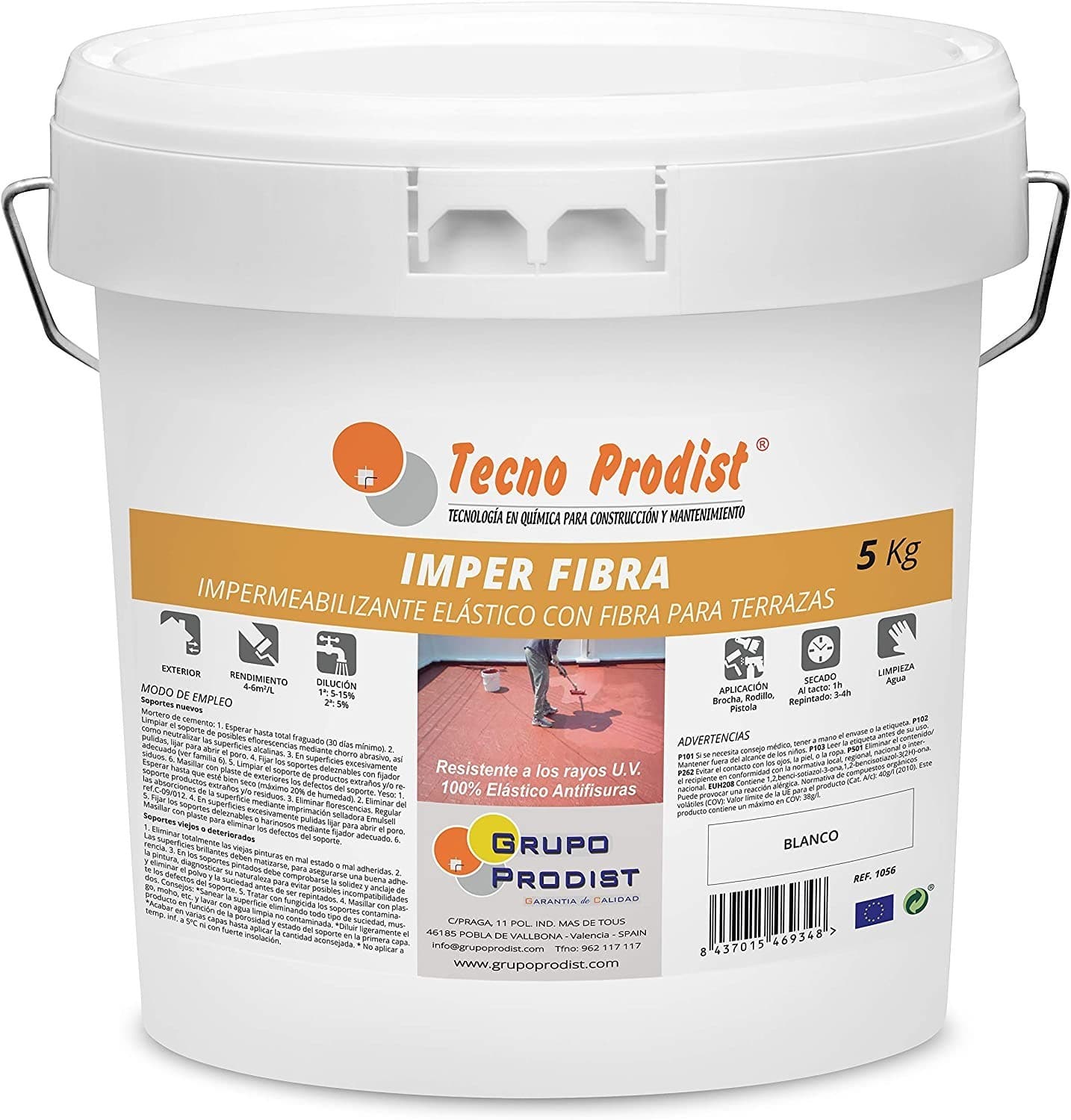 IMPER FIBRA by Tecno Prodist - Waterproofing and elastic Terrace Paint with Incorporated Fibres - Great coverage