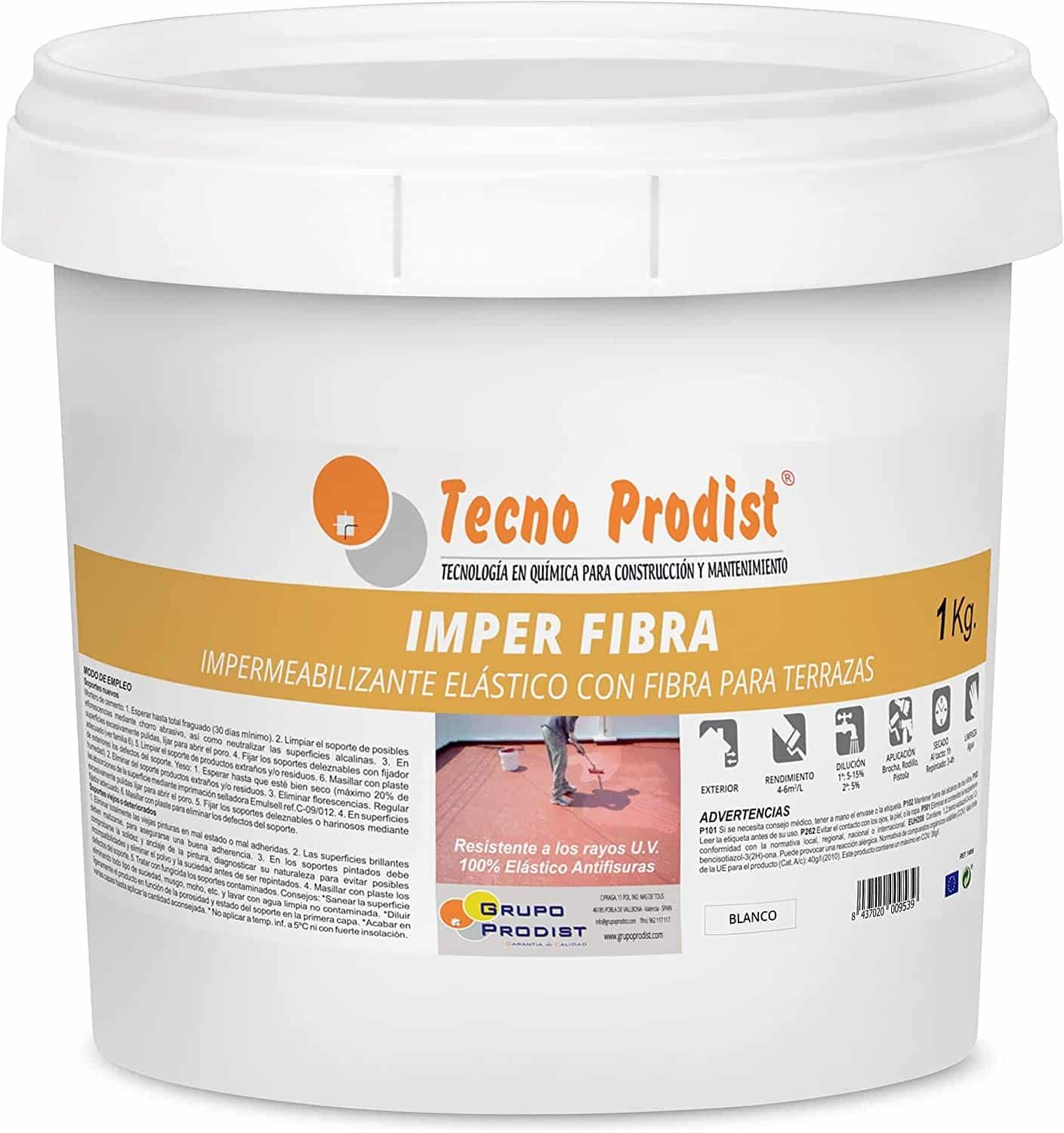 IMPER FIBRA by Tecno Prodist - Waterproofing and elastic Terrace Paint with Incorporated Fibres - Great coverage