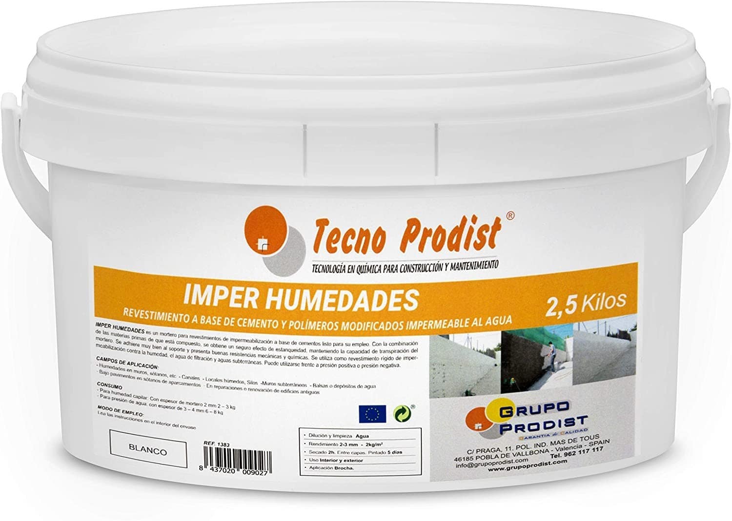 IMPER HUMEDADES by Tecno Prodist - Mortier de revêtement mural. Imperméabilisation. Traitement de l'humidité dans les murs et les sous-sols.