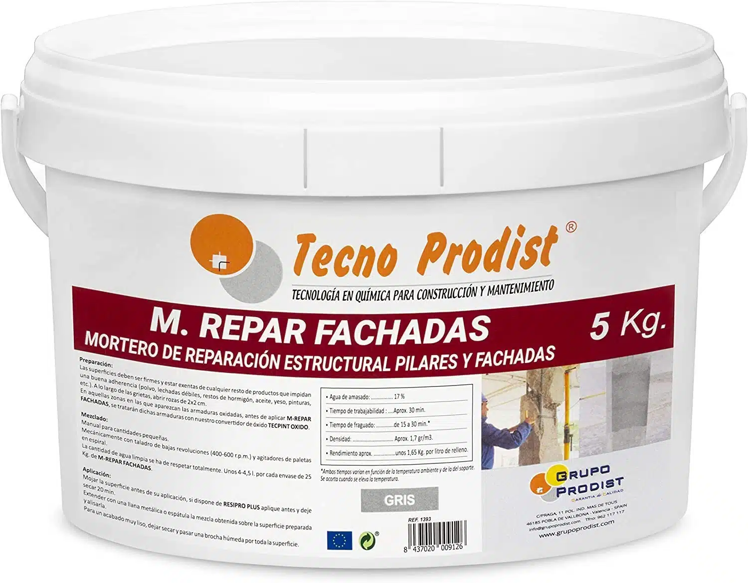 M-REPAR FACHADAS by Tecno Prodist - Mortier structurel pour façades, corniches, piliers - Avec fibres spéciales