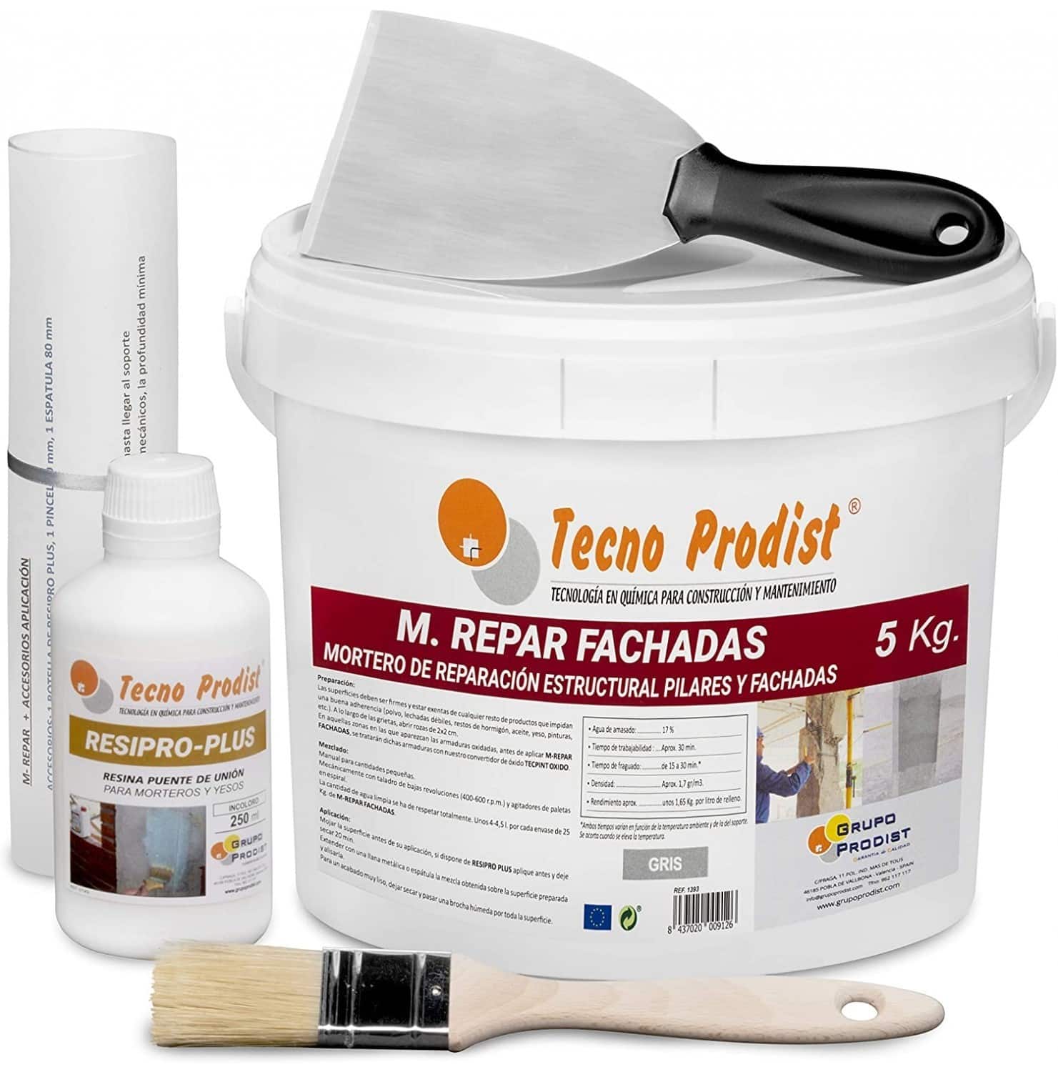 Mortier de réparation pour façades, corniches, piliers M-REPAR FACHADAS by Tecno Prodist - Mortier structurel pour façades, corniches, piliers - Avec fibres spéciales