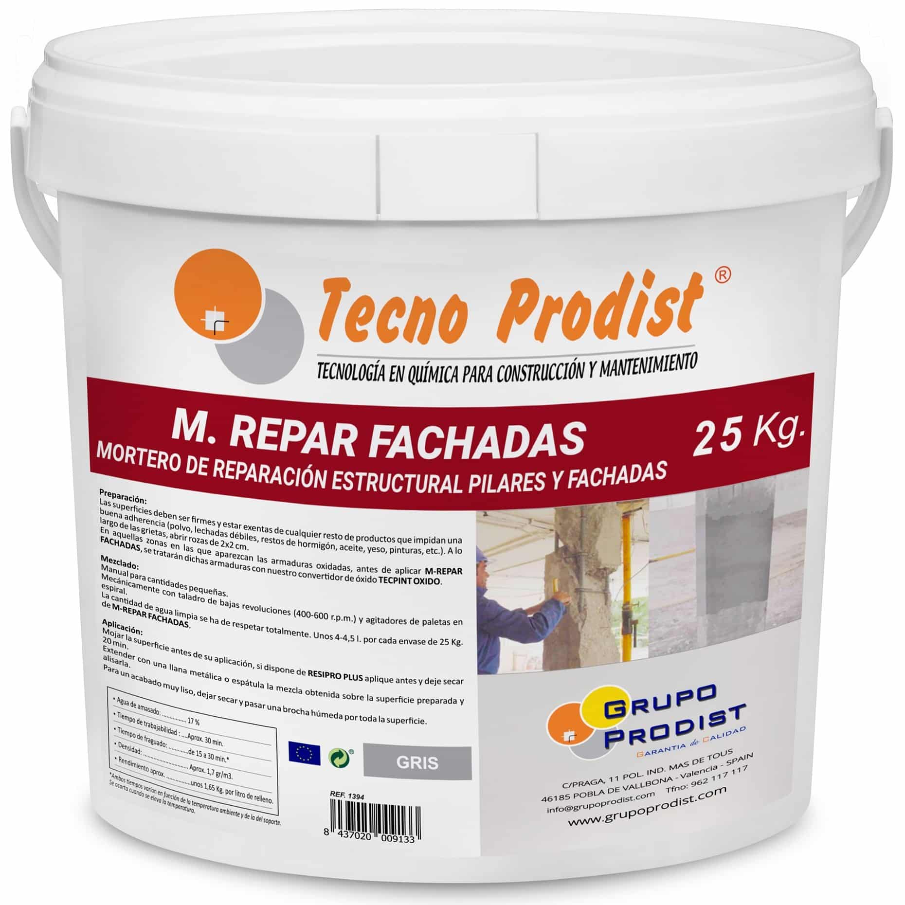 M-REPAR FACHADAS by Tecno Prodist - Mortier structurel pour façades, corniches, piliers - Avec fibres spéciales