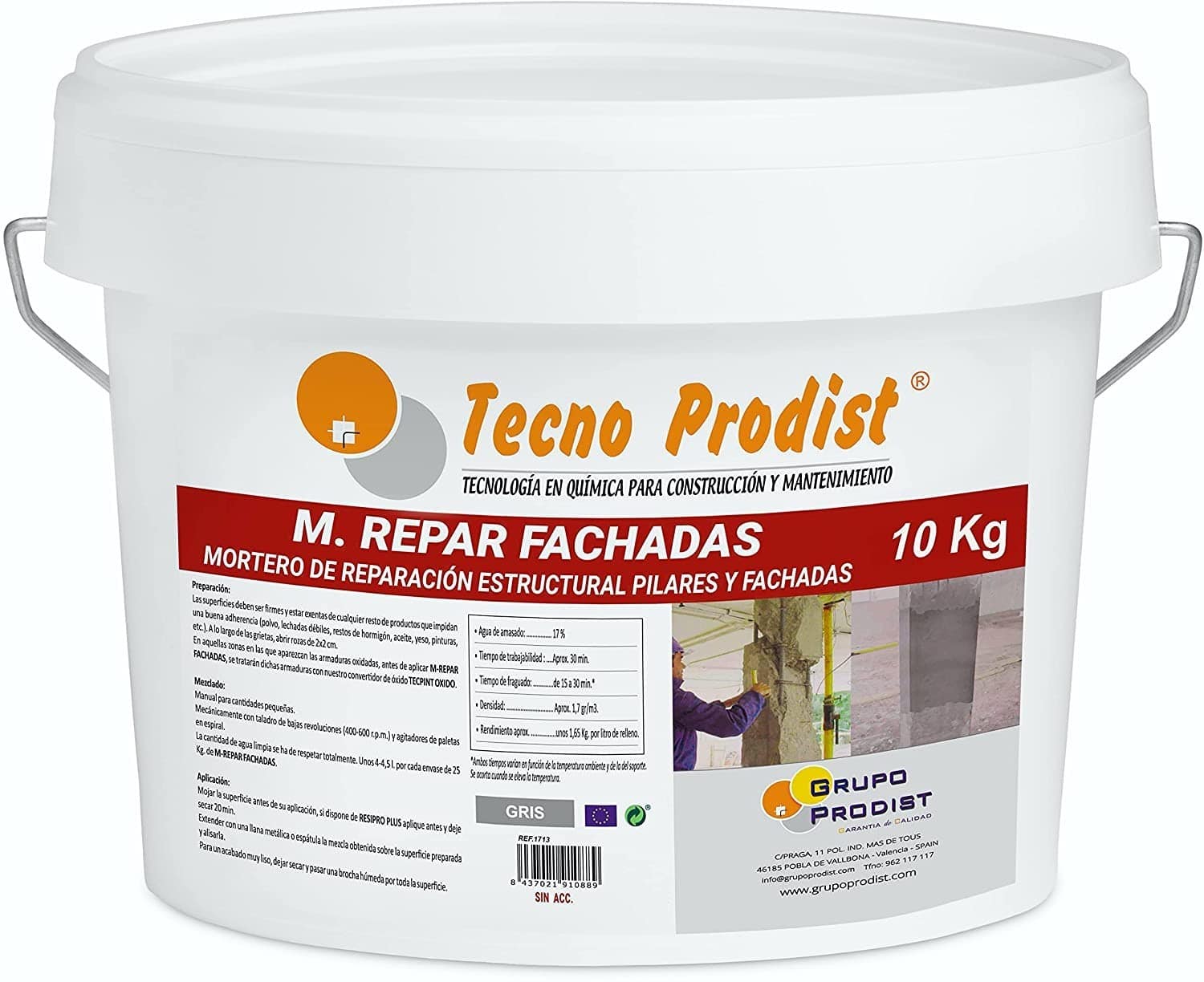M-REPAR FACHADAS by Tecno Prodist - Mortier structurel pour façades, corniches, piliers - Avec fibres spéciales