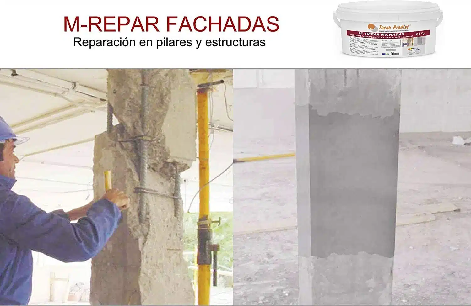 M-REPAR FACHADAS by Tecno Prodist - Mortier structurel pour façades, corniches, piliers - Avec fibres spéciales