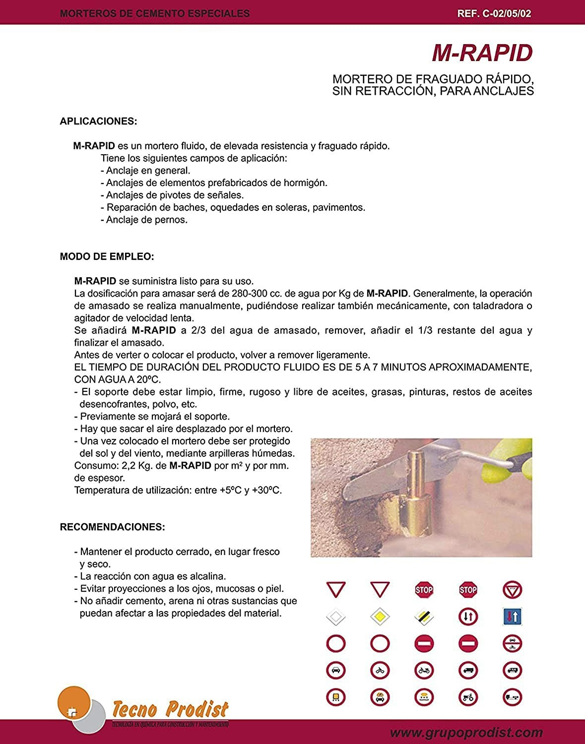 M-REPAR RAPID de Tecno Prodist - Mortier à prise rapide, fixation d'éléments de génie civil et scellement de filtrations d'eau.
