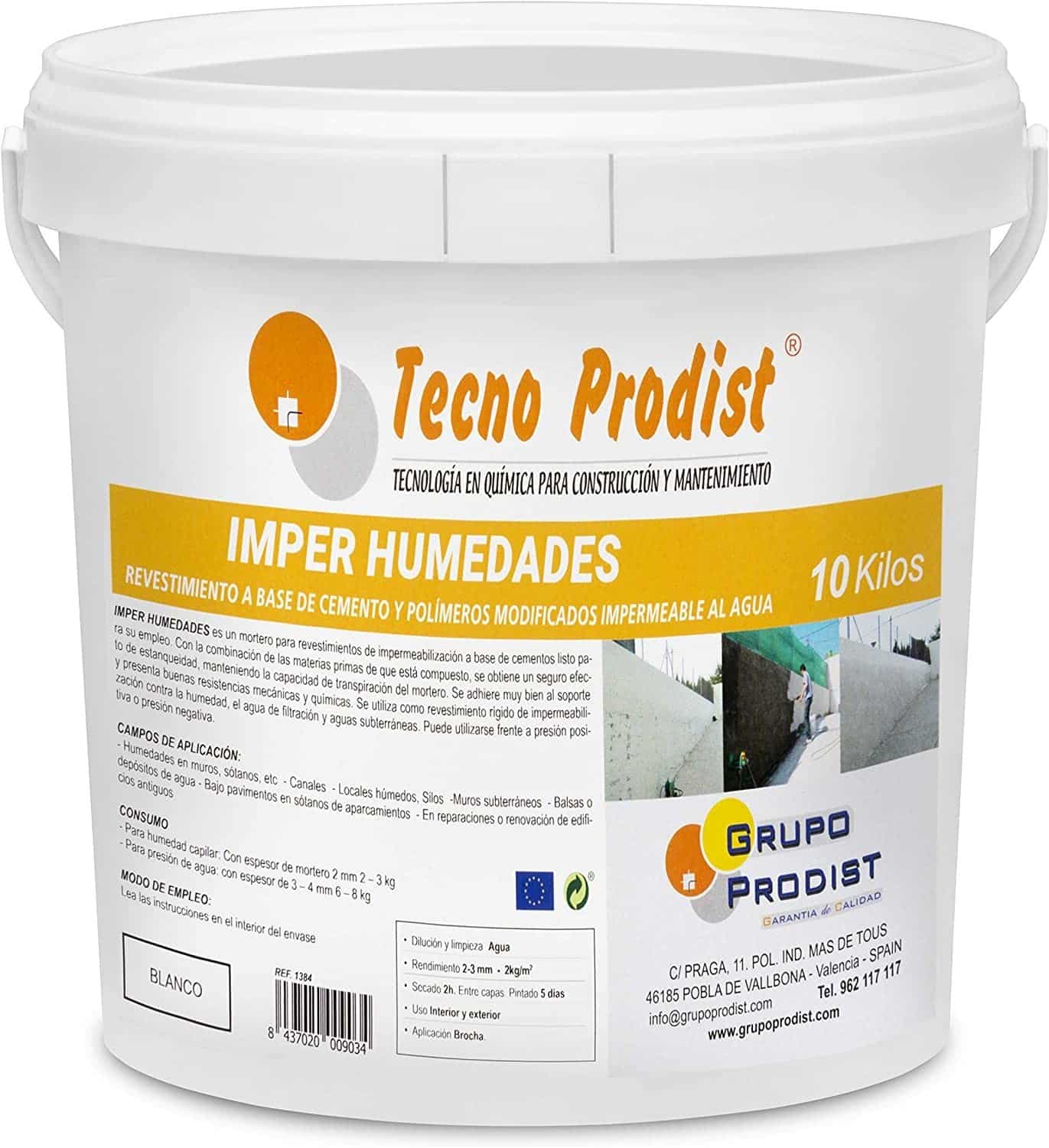 IMPER HUMEDADES by Tecno Prodist - Mortier de revêtement mural. Imperméabilisation. Traitement de l'humidité dans les murs et les sous-sols.
