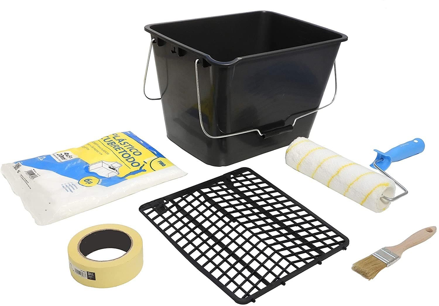 Tecno Prodist KIT SPECIALE DI VERNICIATURA INTERNA - Rullo Dripproof di qualità professionale con secchio, nastro, coperchio e pennello