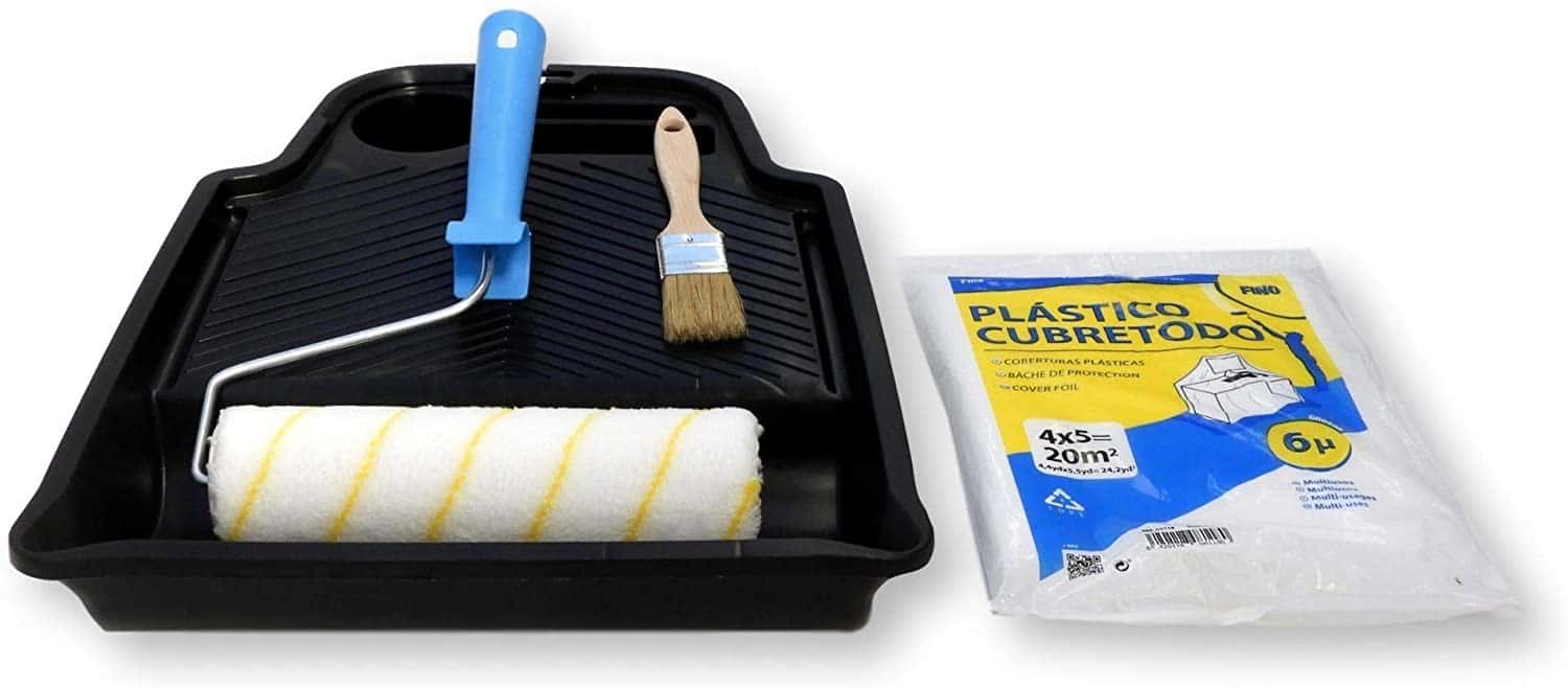 Tecno Prodist KIT DI PITTURA INTERNA - Rullo Dripproof di qualità - Secchio piatto - Rullo da 22 cm - Copre tutto - Pennello