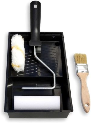 KIT ESMALTE by Tecno Prodist - 2 Rouleaux à peinture 11cm anti-goutte avec seau et pinceau - Laquer le métal ou le bois