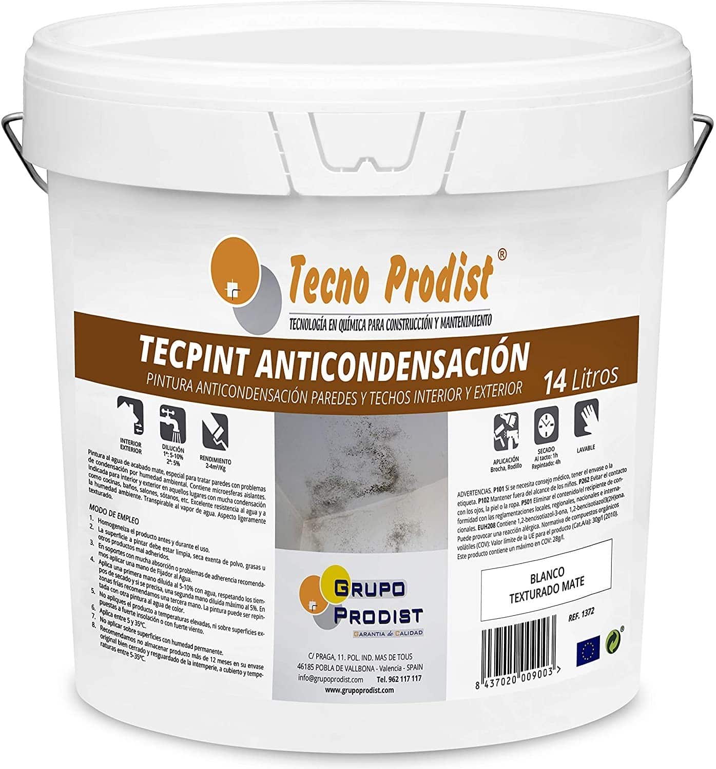 TECPINT ANTICONDENSATION by Tecno Prodist - Peinture à l'eau anticondensation - Intérieur et extérieur - Murs et plafonds (BLANC)