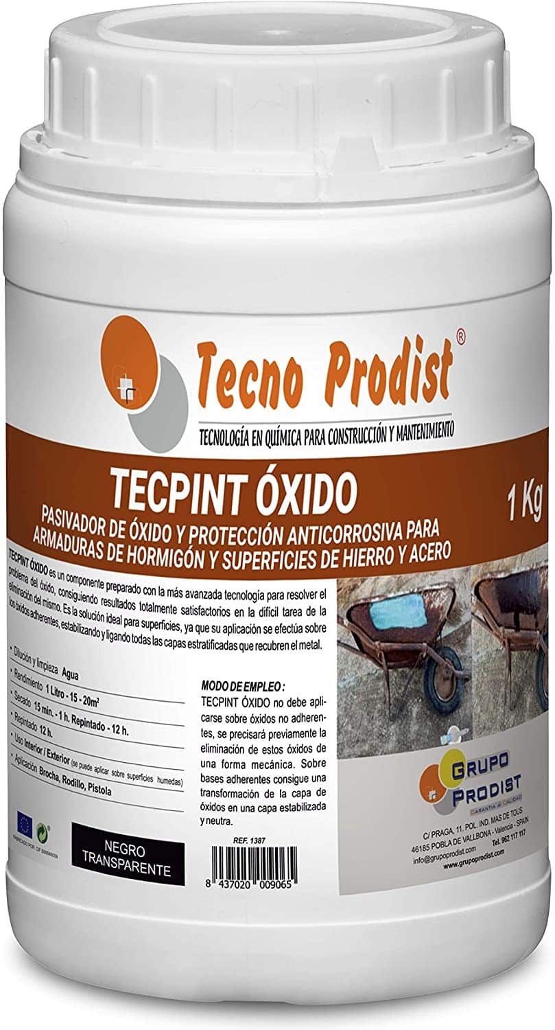 TECPINT OXIDE by Tecno Prodist - Passivant rouille à base d'eau - Transformateur de rouille pour surfaces en fer et en acier