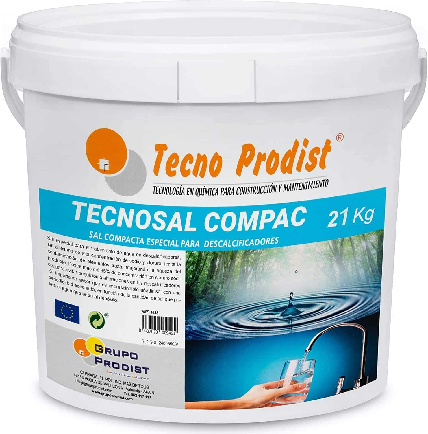TECNOSAL COMPAC by Tecno Prodist - Sel compact Spécialement conçu pour les adoucisseurs d'eau - Comprimés, application facile, plus de confort