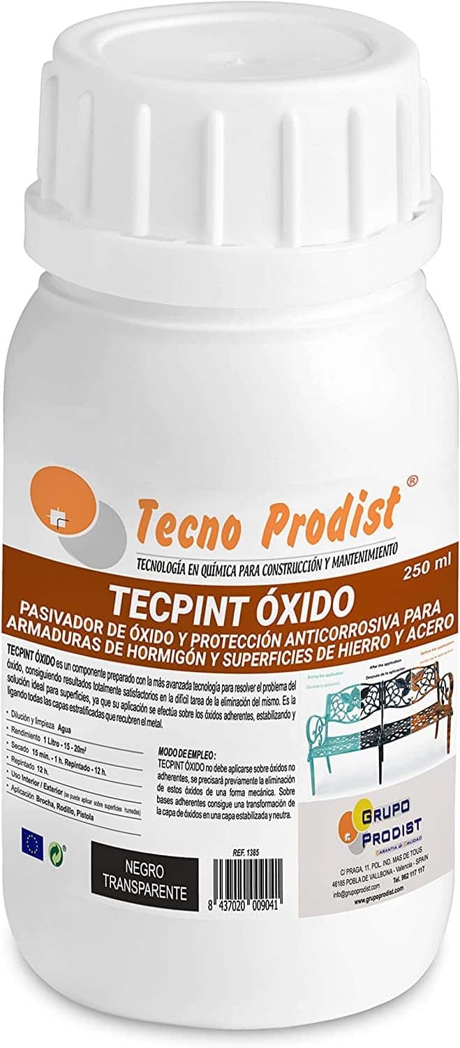 TECPINT OXIDE by Tecno Prodist - Passivant rouille à base d'eau - Transformateur de rouille pour surfaces en fer et en acier