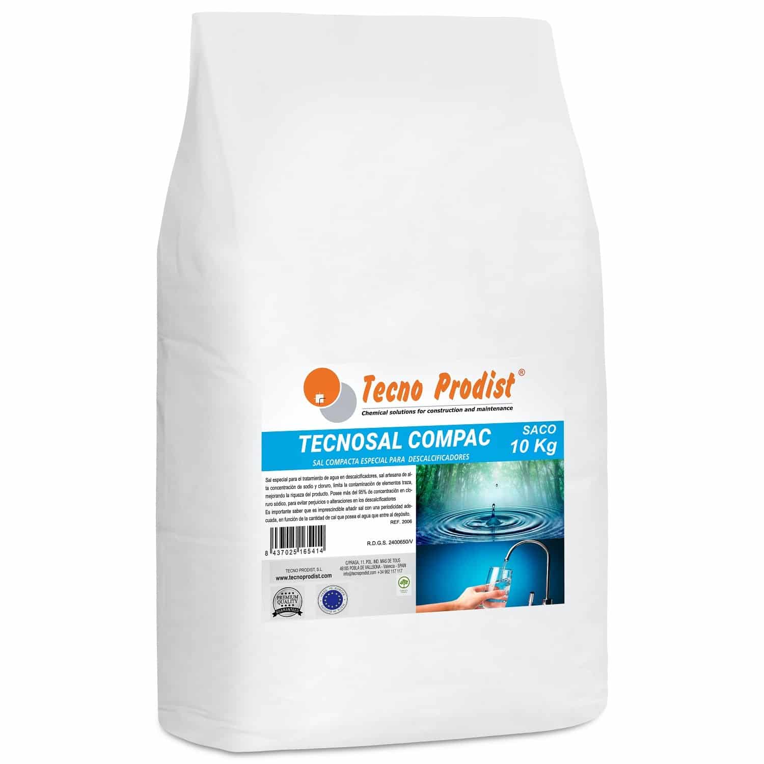TECNOSAL COMPAC by Tecno Prodist - Sel compact Spécialement conçu pour les adoucisseurs d'eau - Comprimés, application facile, plus de confort