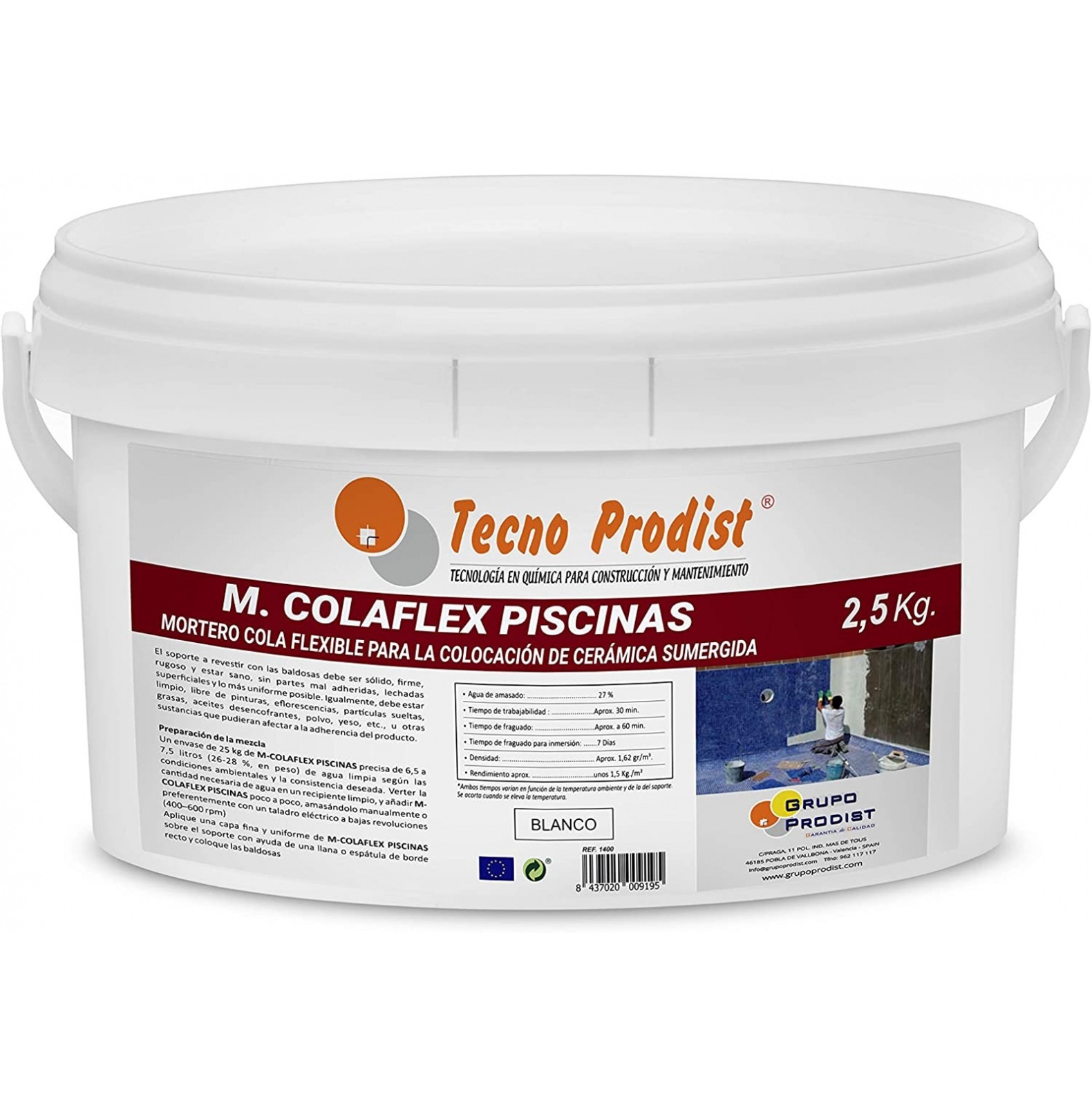 M-COLAFLEX PISCINAS • MORTERO ADHESIVO Y FLEXIBLE PARA COLOCACIÓN DE GRESITE Y CERÁMICA EN PISCINAS – Image 2