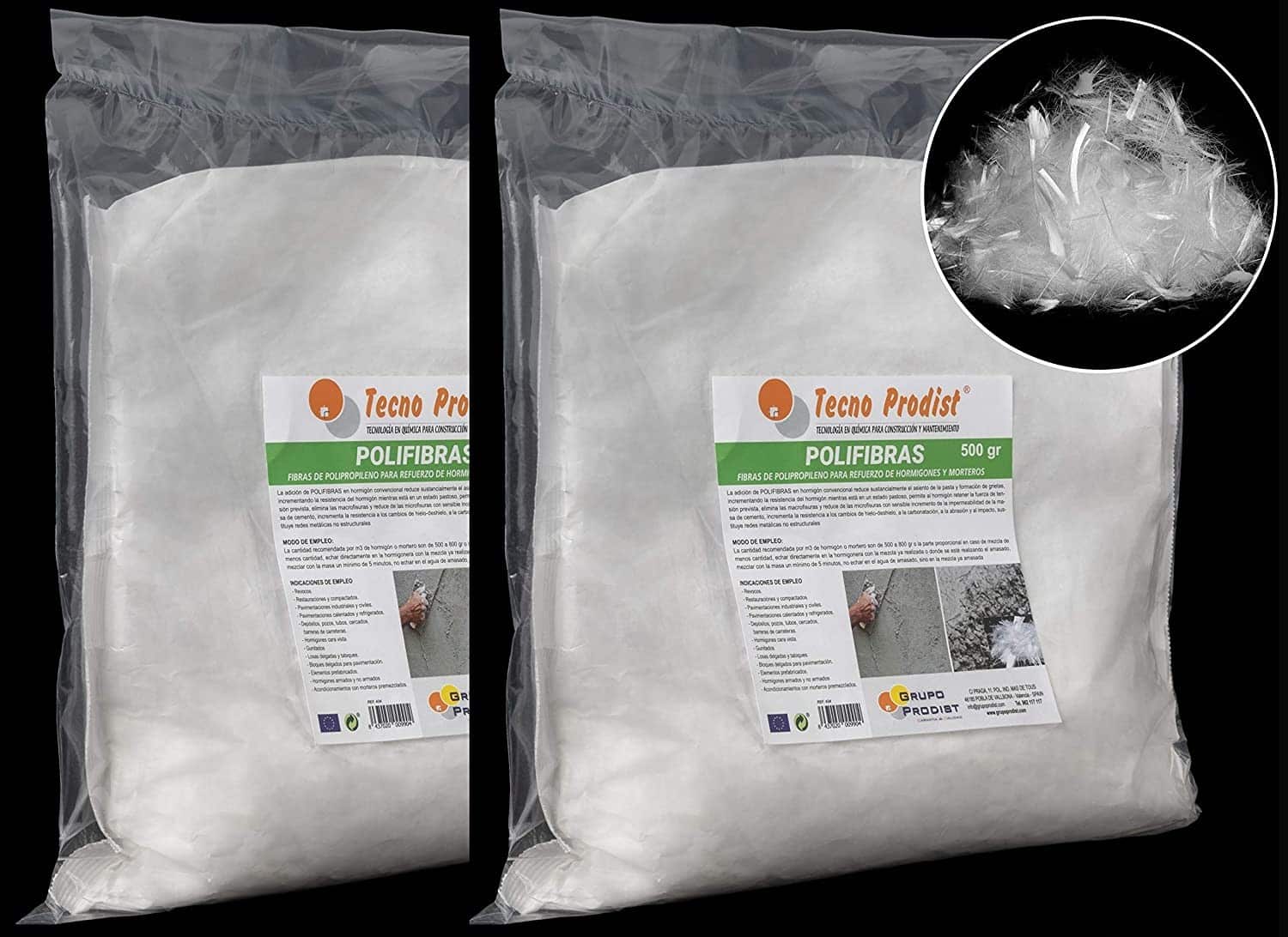 POLIFIBRAS di Tecno Prodist - Fibre da 12 mm per calcestruzzo, malta o intonaco - Polipropilene (Pp) - Maggiore resistenza senza fessurazioni