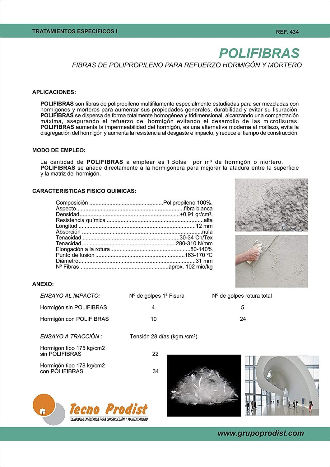 POLIFIBRAS di Tecno Prodist - Fibre da 12 mm per calcestruzzo, malta o intonaco - Polipropilene (Pp) - Maggiore resistenza senza fessurazioni