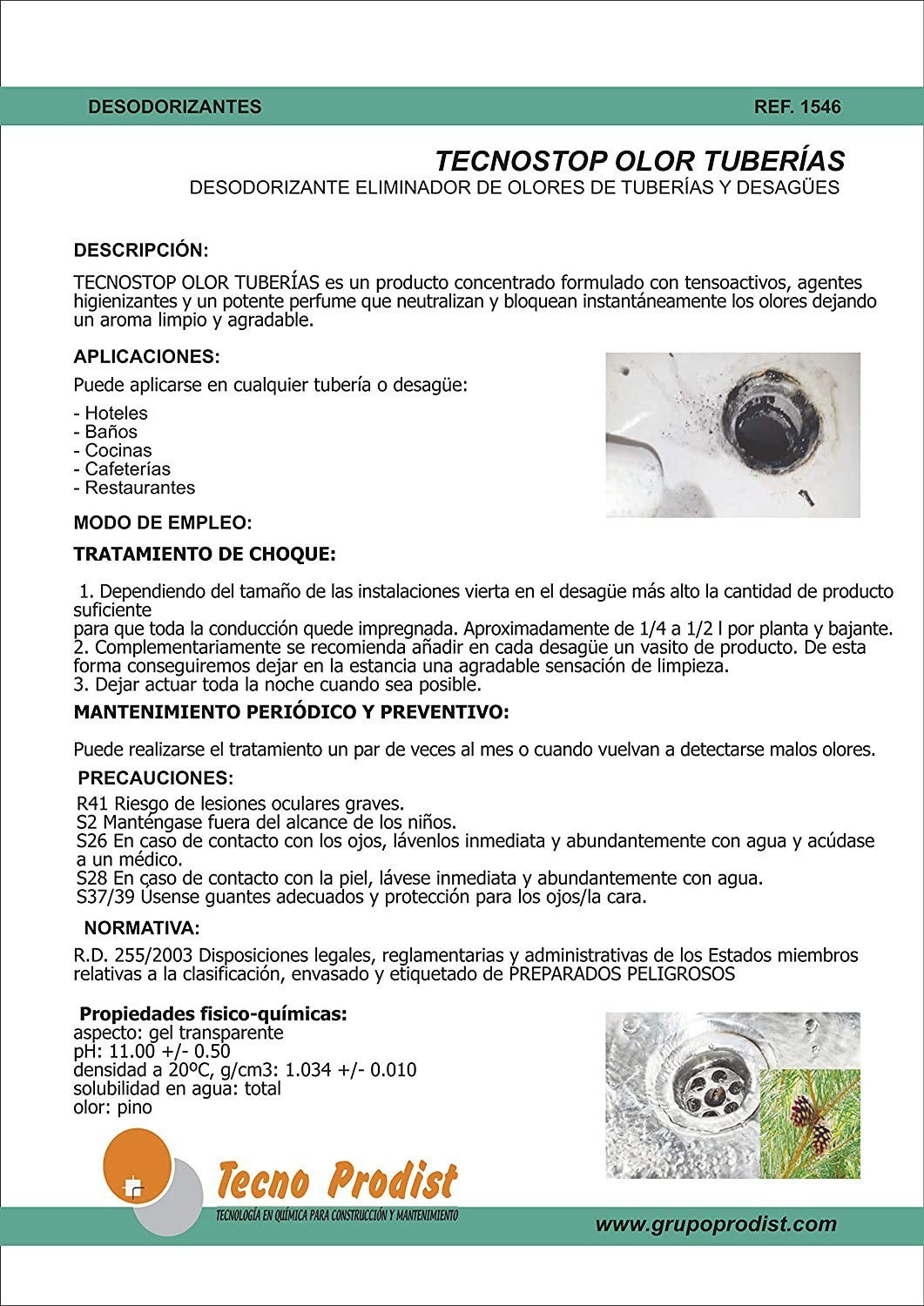 TECNO STOP OLOR TUBERIAS di Tecno Prodist - Neutralizzatore, eliminatore di odori per tubi, scarichi e fosse settiche.