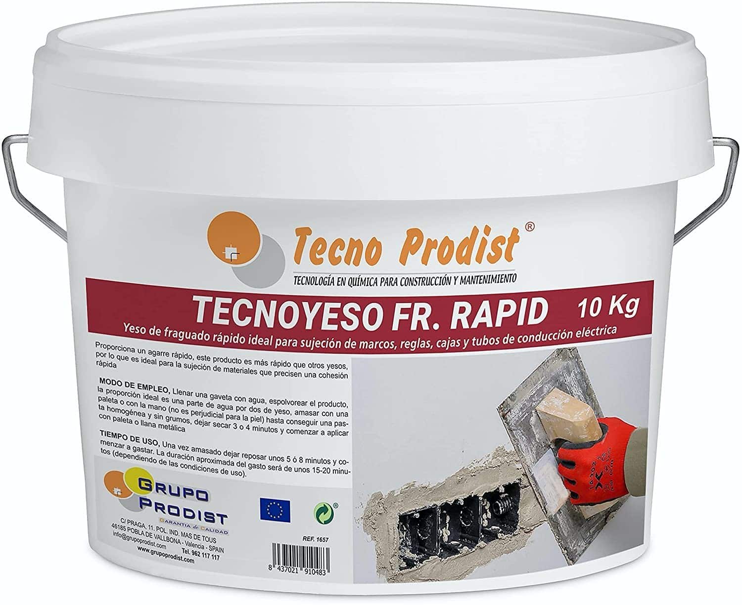 TECNO YESO RAPID da Tecno Prodist - Reboco de presa rápida - Para fixação de quadros, réguas, caixas e tubos eléctricos.