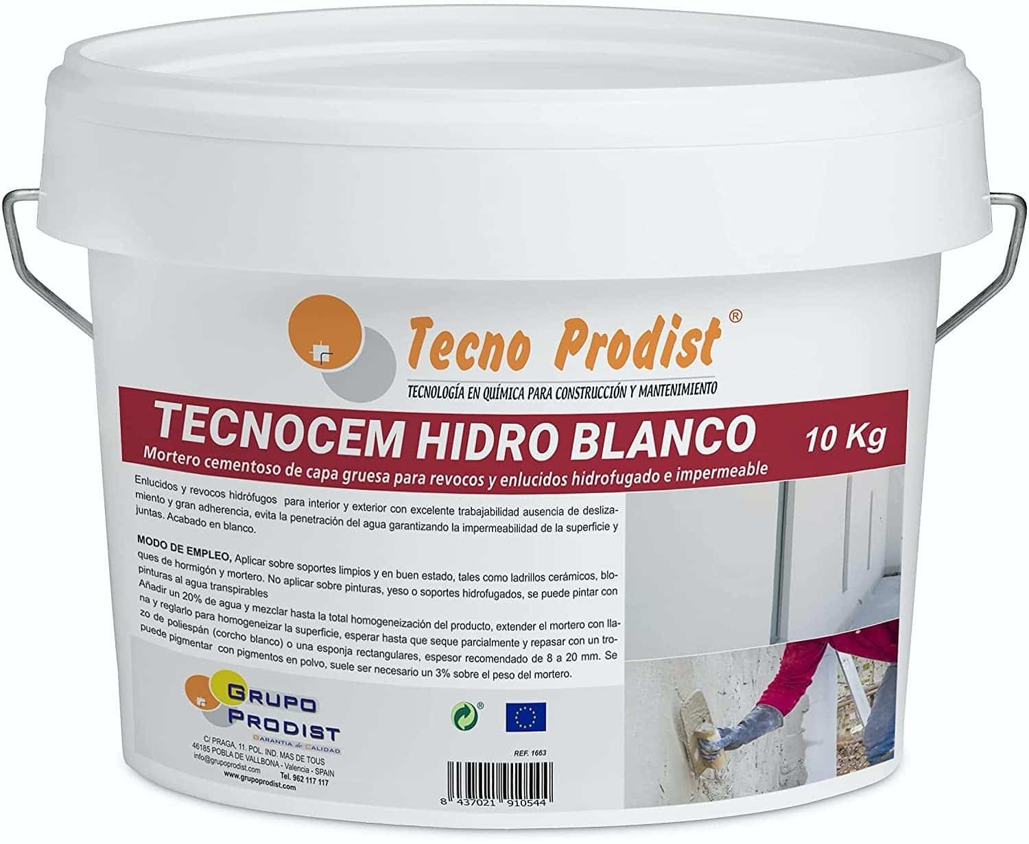 TECNOCEM HIDRO BLANCO da Tecno Prodist - Argamassa de cimento de espessura grossa, impermeável e hidrófuga, para rebocos e estuques.