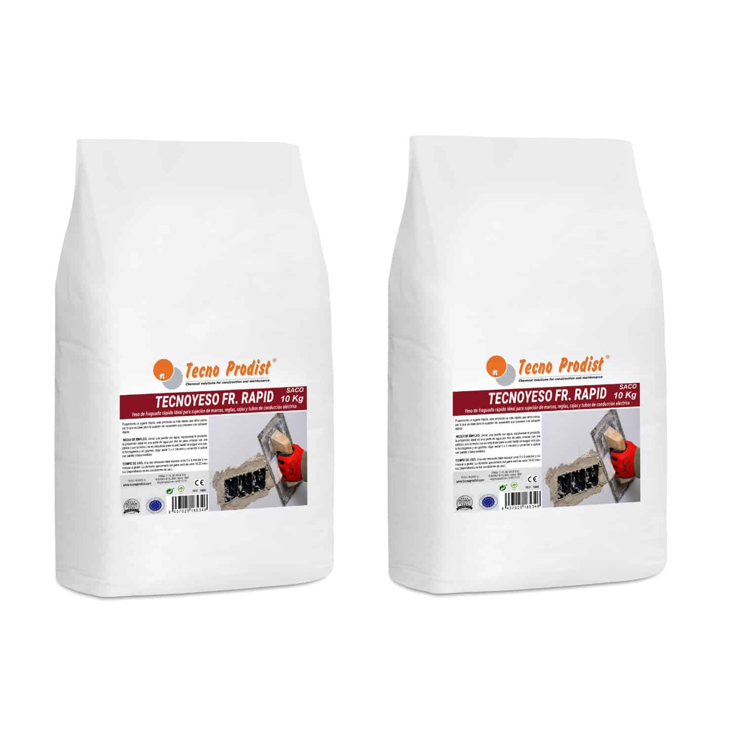 TECNO YESO RAPID da Tecno Prodist - Reboco de presa rápida - Para fixação de quadros, réguas, caixas e tubos eléctricos.
