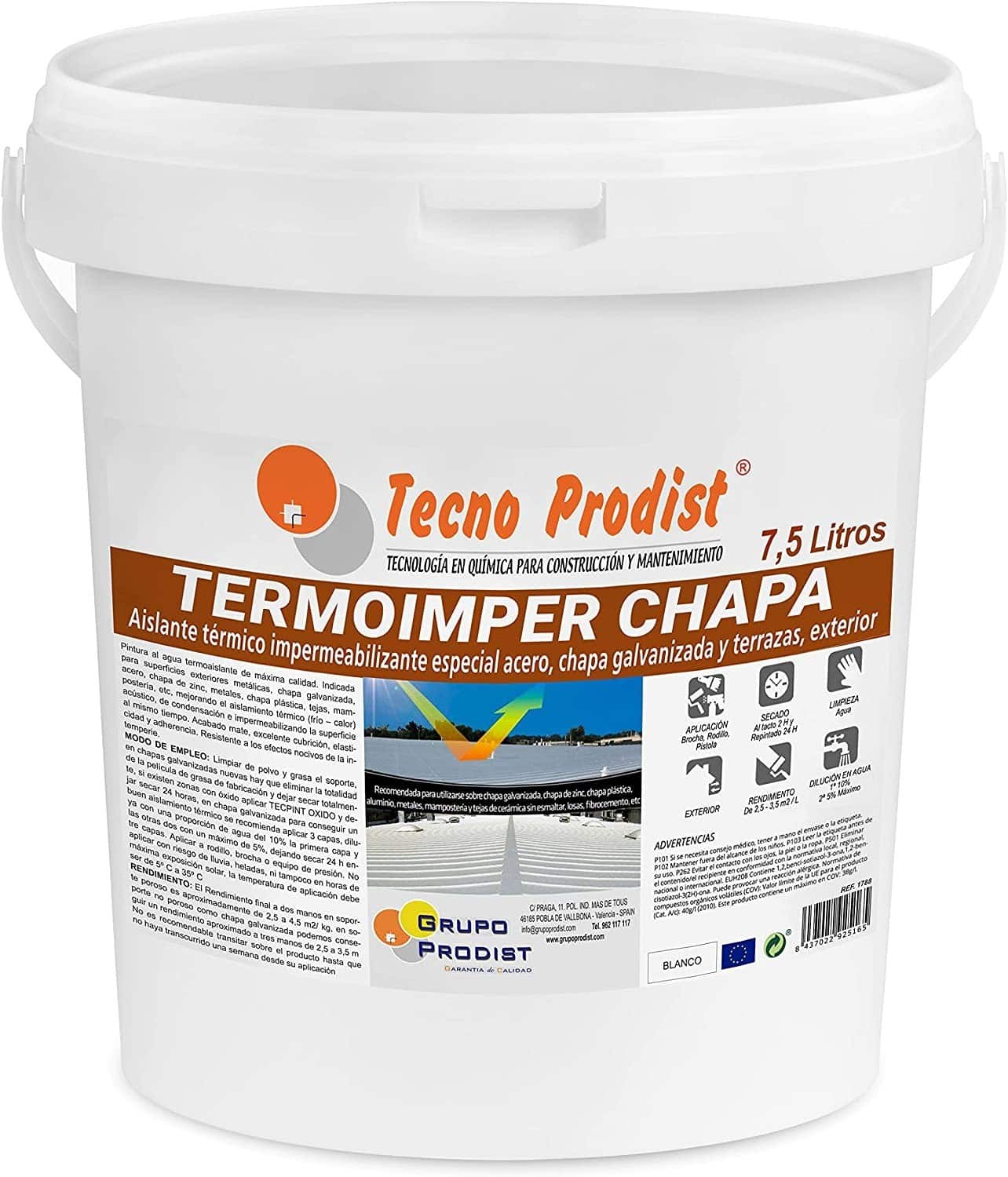 TERMOIMPER CHAPA - Wärmedämmfarbe auf Wasserbasis für den Außenbereich - Stahl, verzinktes Blech, Metall, Hitze und Kälte - Abdichtungen