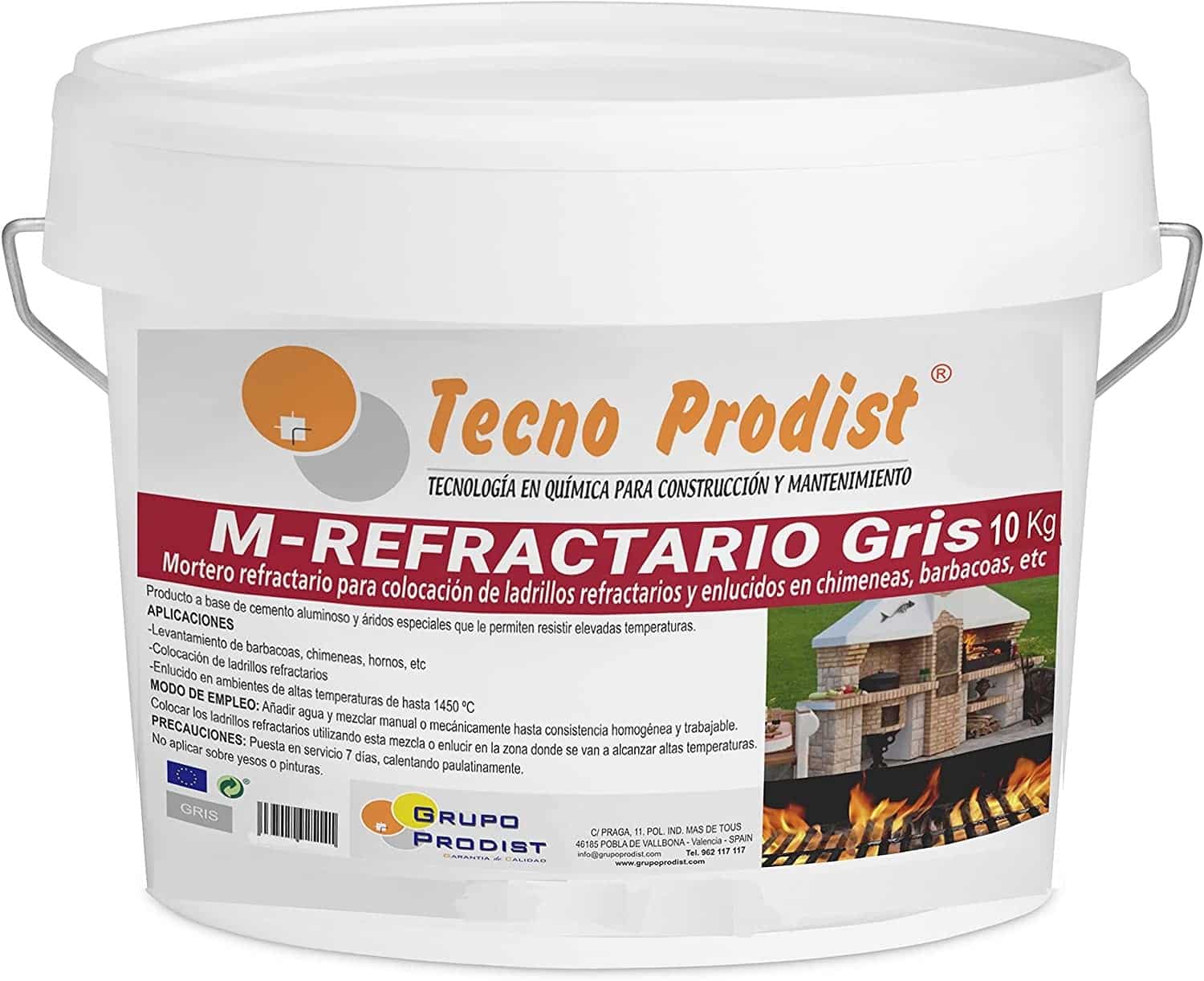 M-REFRACTARIO GRIS de Tecno Prodist - Mortier réfractaire pour briques réfractaires, plâtre, barbecues, fours ou cheminées.