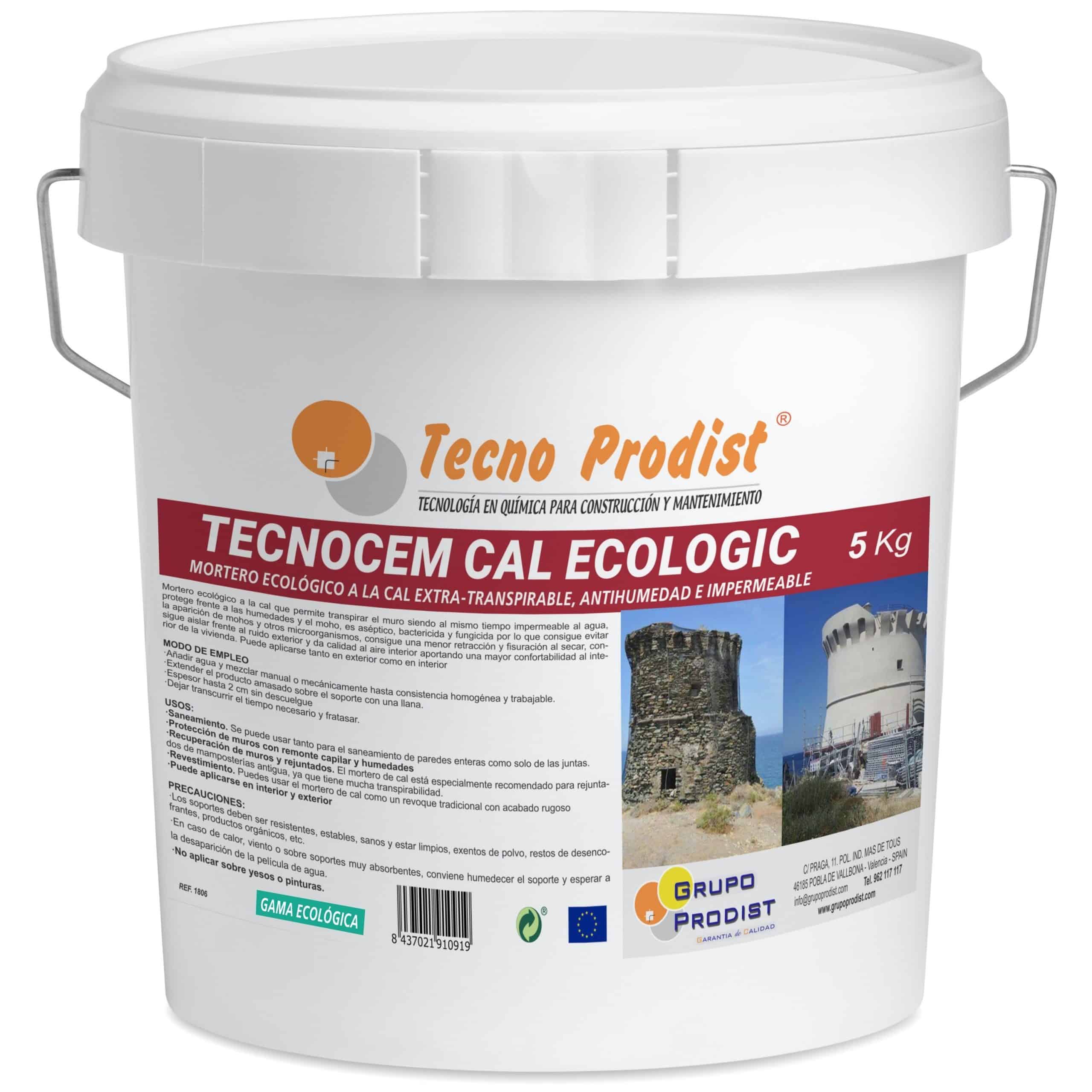 Malta antiumidità per interni ed esterni, ecologica TECNOCEM CAL ECOLOGIC di Tecno Prodist - Malta di calce ecologica, extra-traspirante, antiumidità, impermeabile e antimuffa.