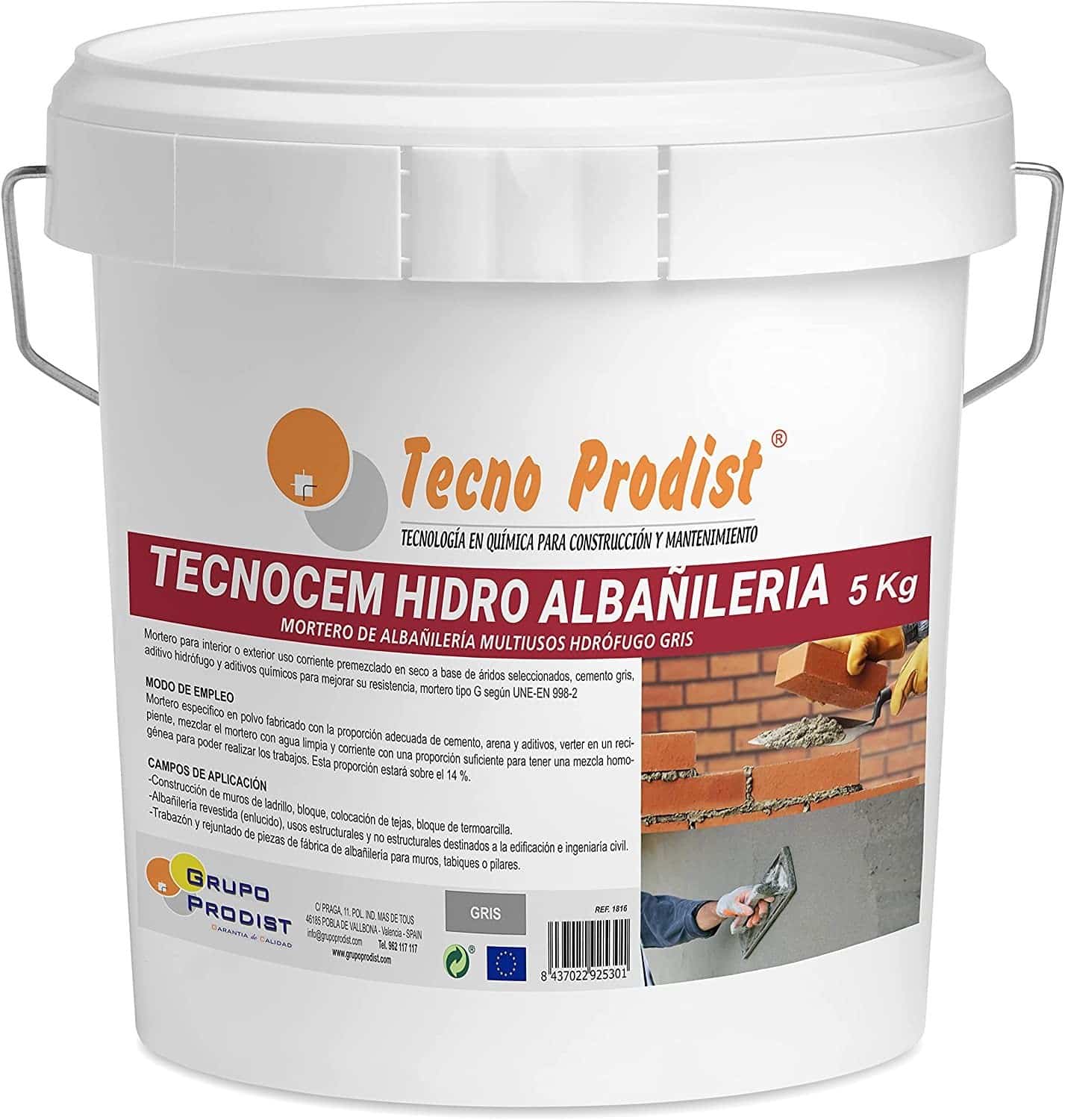 Malta cementizia idrorepellente per muratura TECNOCEM HIDRO ALBAÑILERÍA di Tecno Prodist - Malta cementizia idrorepellente per muratura, intonaci, rinzaffi e posa di mattoni.