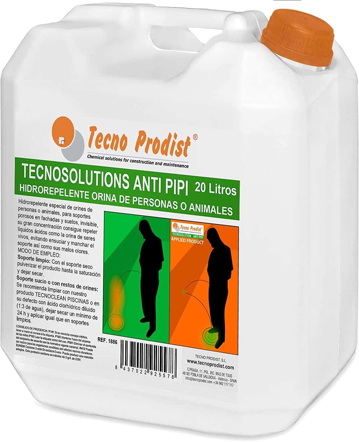 Tecnosolution Antipipi de Tecno Prodist - Hydrofuge spécial pour l'urine humaine et animale sur les façades et les sols.