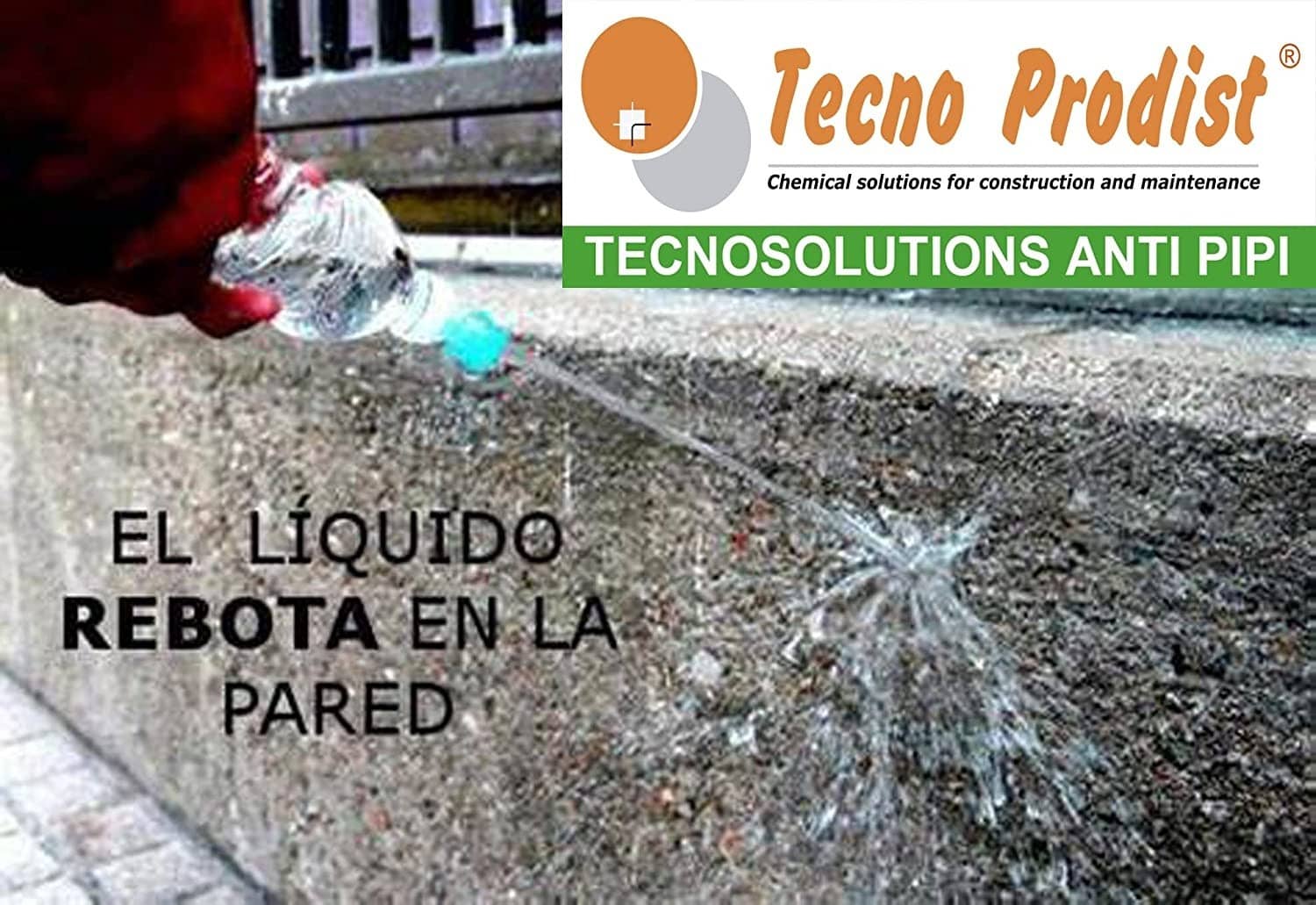 Tecnosolution Antipipi de Tecno Prodist - Hydrofuge spécial pour l'urine humaine et animale sur les façades et les sols.