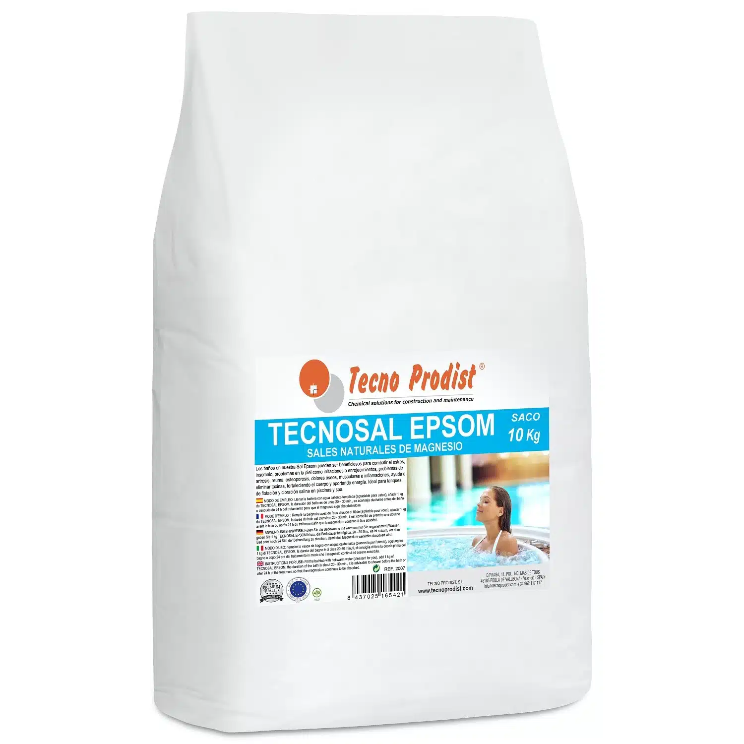 TECNOSAL EPSOM von Tecno Prodist - Bittersalz, Magnesiumsulfat, natürlich, Flotation, Badesalz, Salzchlorierung