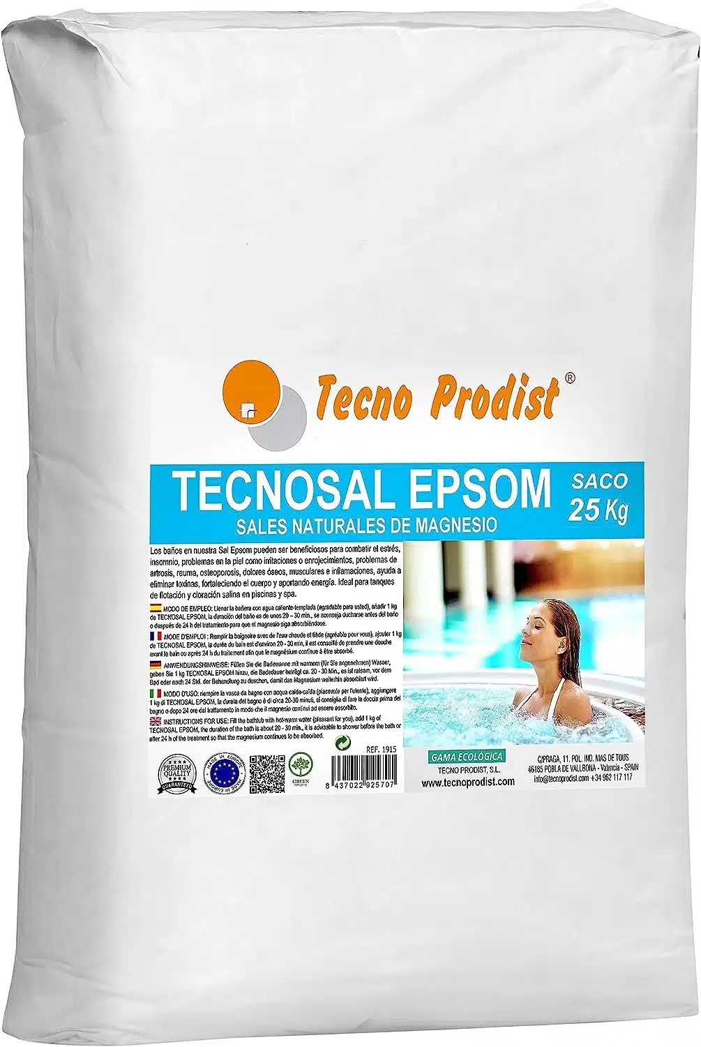 TECNOSAL EPSOM von Tecno Prodist - Bittersalz, Magnesiumsulfat, natürlich, Flotation, Badesalz, Salzchlorierung