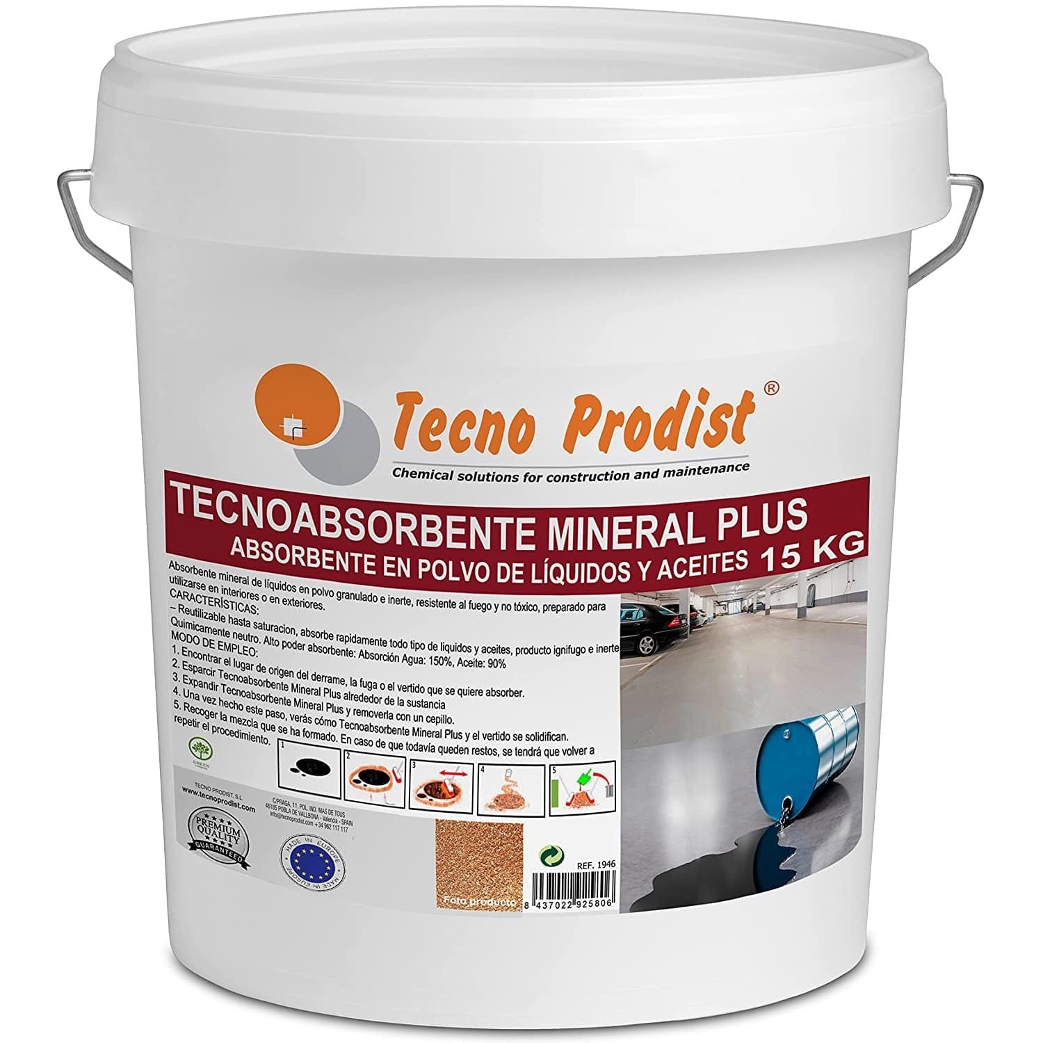 TECNO ABSORBENTE MINERAL PLUS by Tecno Prodist - Spill Control, Absorbs oil, water, hydrocarbons, solvents, flame retardant.
