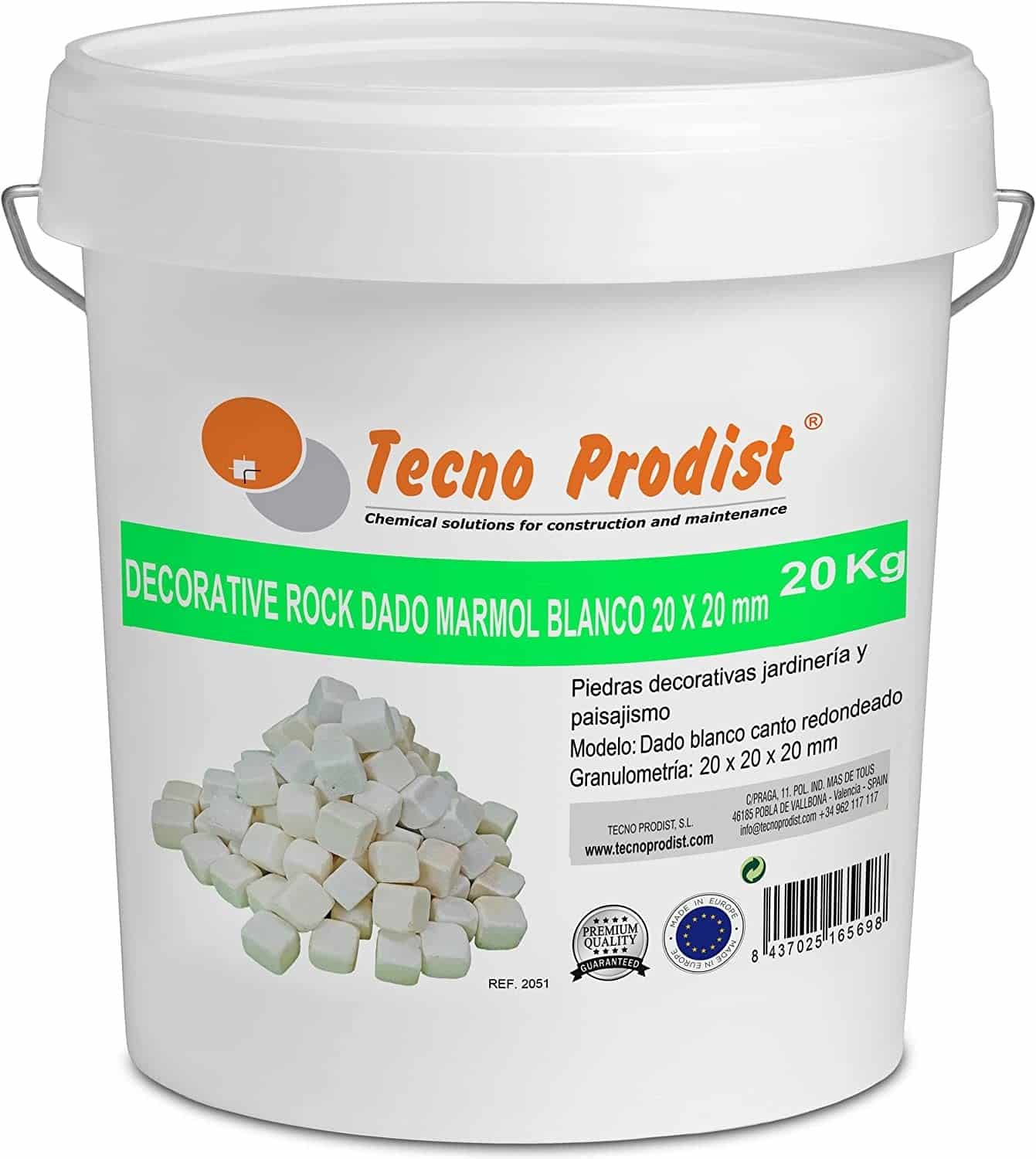 DECORATIVE ROCK DICE by Tecno Prodist - Marbre blanc 20 x 20 x 20 mm - Pierre décorative pour le jardin et la décoration intérieure des pots de fleurs