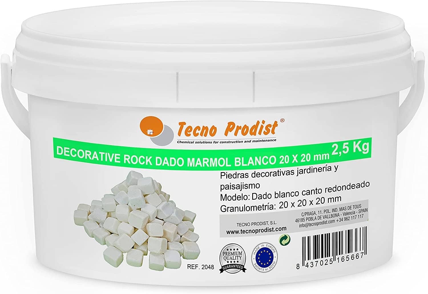 DECORATIVE ROCK DICE by Tecno Prodist - Marbre blanc 20 x 20 x 20 mm - Pierre décorative pour le jardin et la décoration intérieure des pots de fleurs