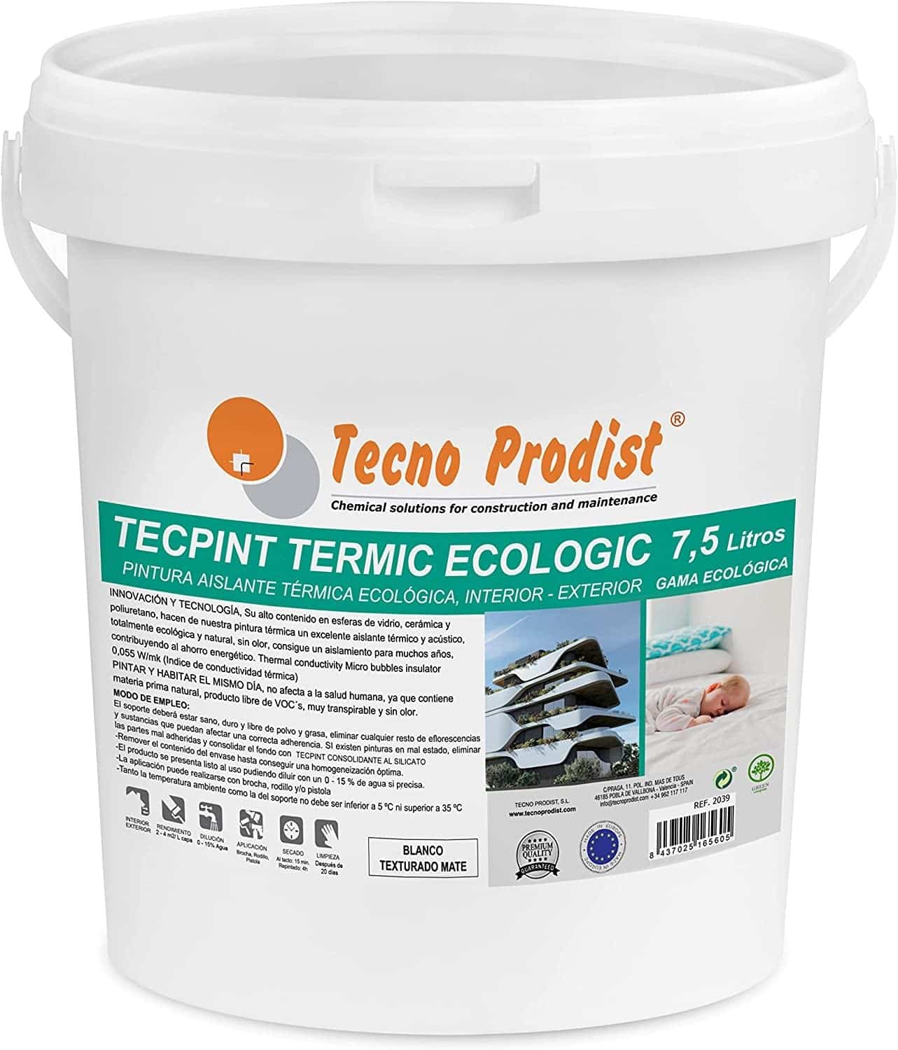 TECPINT TERMIC ECOLOGIC by Tecno Prodist - Ecological paint, thermal and acoustic insulation, interior - exterior, breathable.