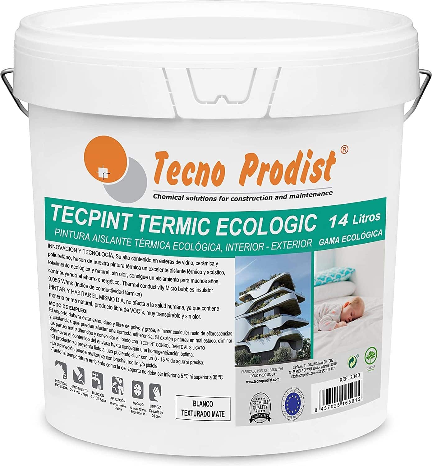 TECPINT TERMIC ECOLOGIC by Tecno Prodist - Ecological paint, thermal and acoustic insulation, interior - exterior, breathable.