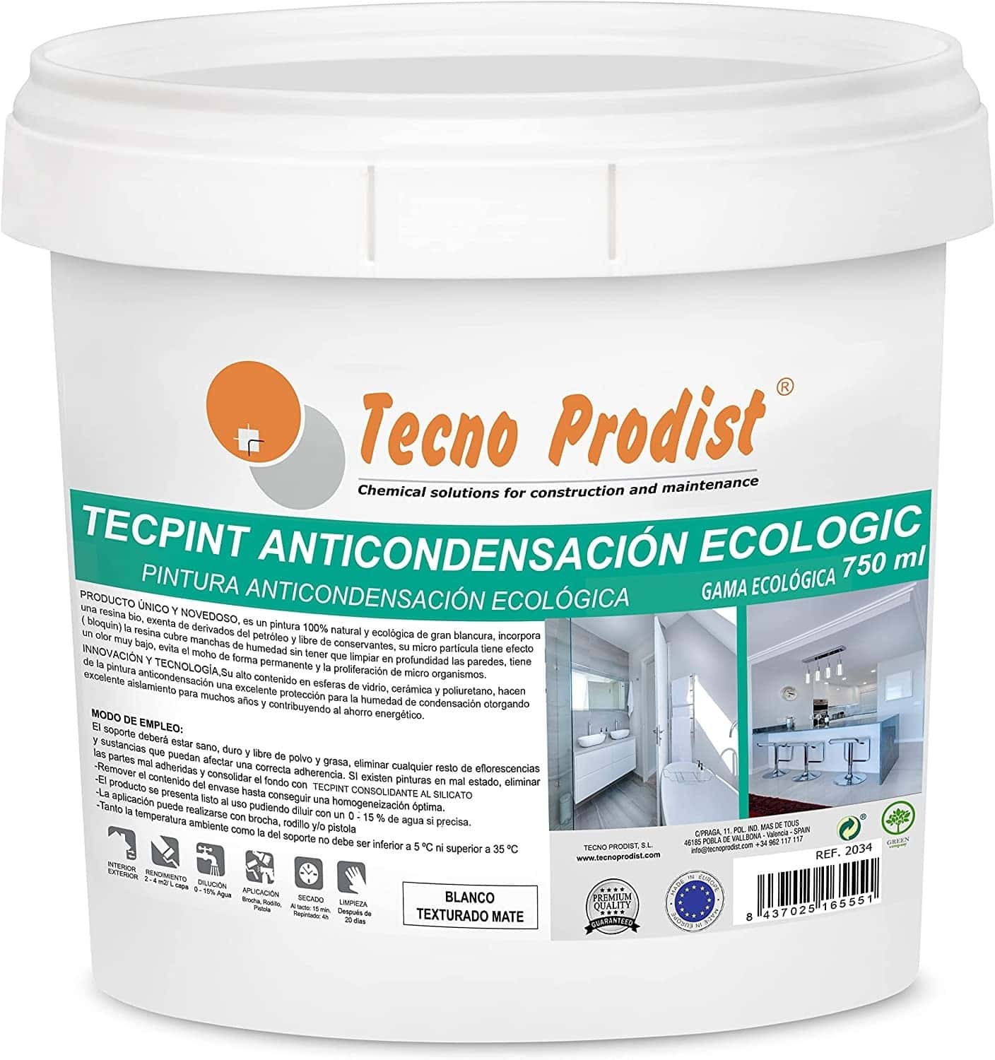 TECPINT ANTICONDENSATION ECOLOGIC by Tecno Prodist - Ecological anti-condensation paint interior - exterior, Breathable