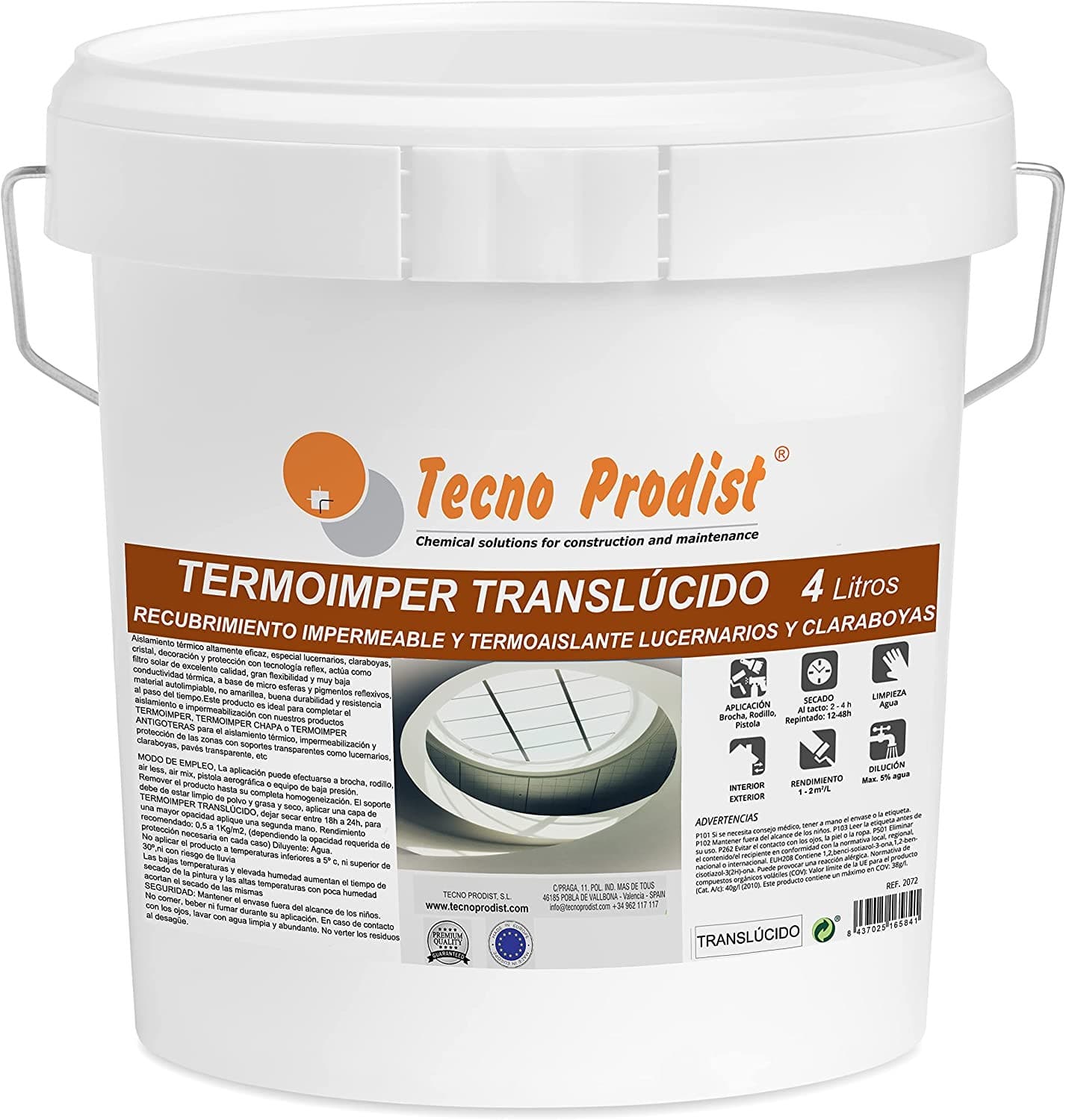 Impermeabilizzazione traslucida, isolamento termico TERMOIMPER TRANSLUCID di Tecno Prodist - Impermeabilizzazione traslucida, elastica, isolamento termico, lucernari e abbaini
